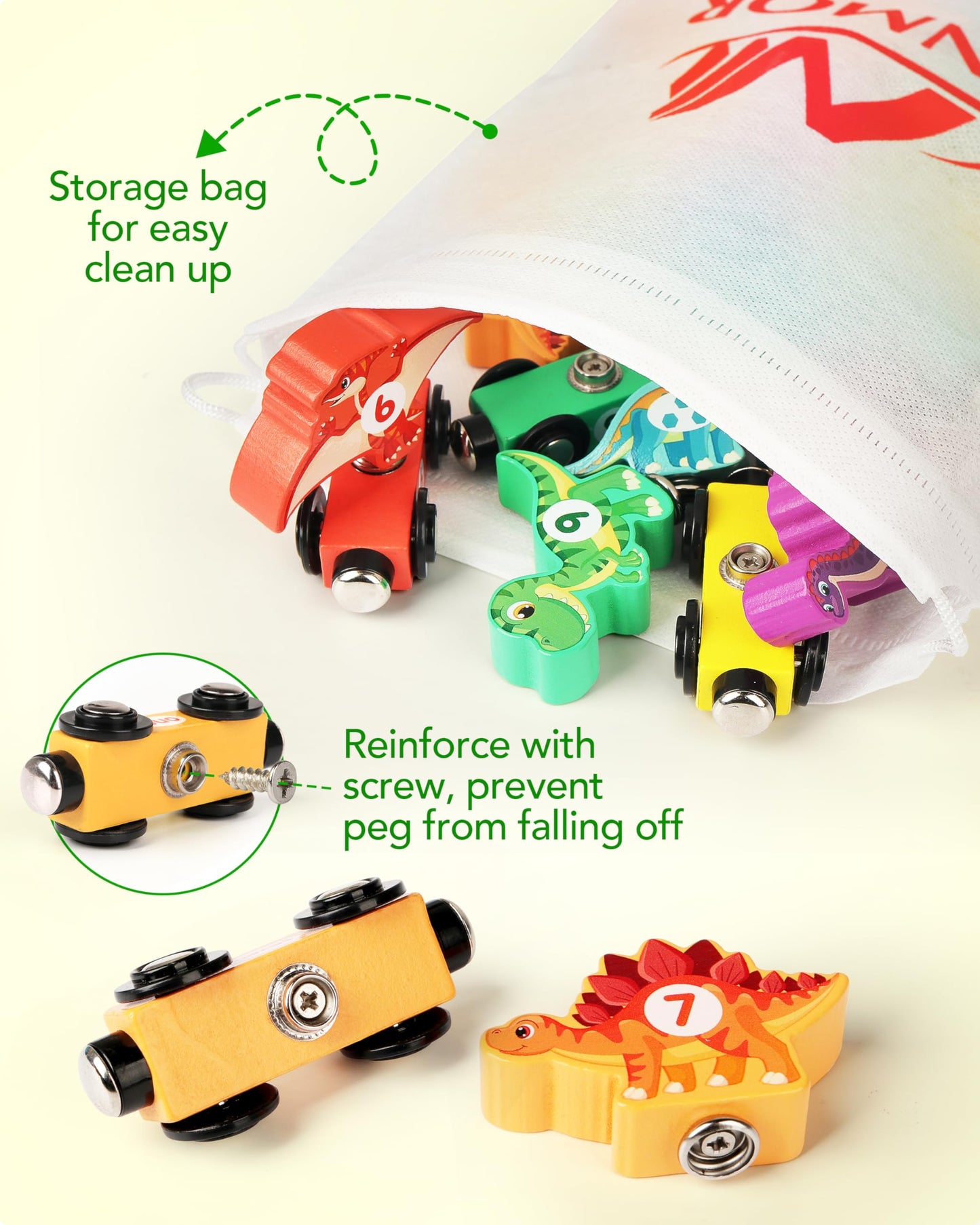 Vanmor Magnetic Number Train Toy – Montessori Wooden Learning Set for Toddlers 3–5, Fun Dinosaur Train & Number Matching, Educational Kids Toys, Great Gift for Boys & Girls Who Love Trains