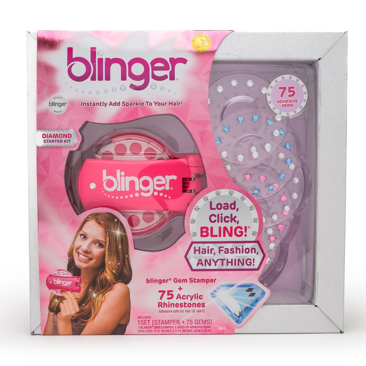 blinger Diamond Collection Starter Kit - Dreams | 75 Rhinestones | Hair Styling Tool | Hair-Safe – Bling in Brush Out