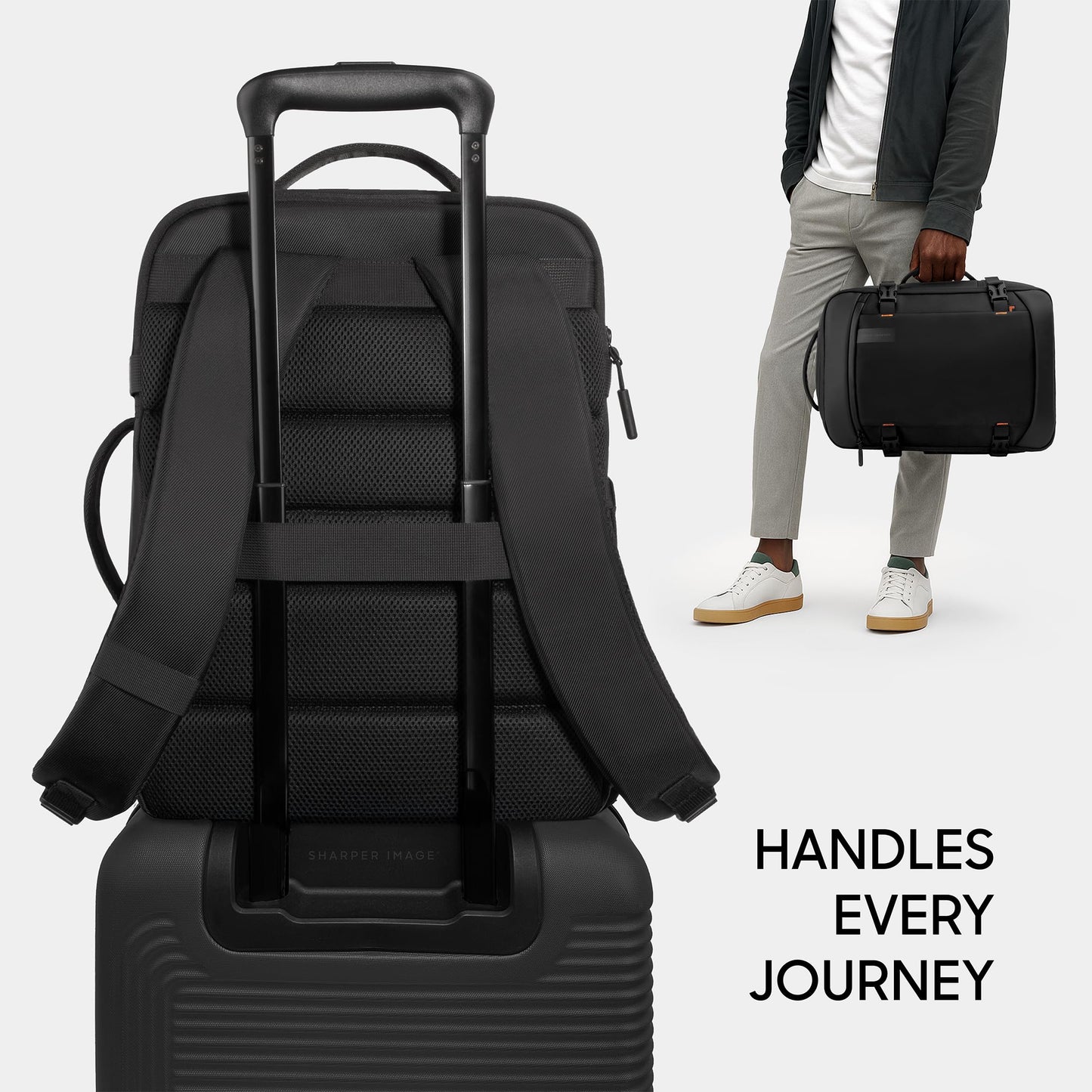 Sharper Image Travel Backpack for Men & Women 23L TSA Flight Approved Weekender Bag for Carry On Luggage, Fits 17” Laptop, Water Resistant Casual Daypack for Traveling, Black (Venture Collection)