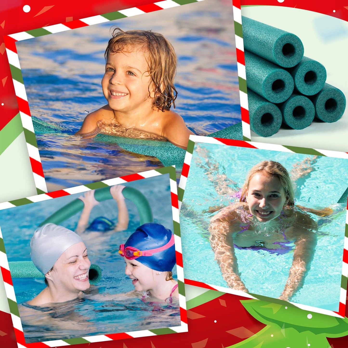 Hanaive 6 Pack Pool Noodles Swimming Floating Foam Tube 52 Inch Hollow Swim Noodles Bulk Floats Heavy Duty for Swimming Decoration Craft Projects Multi-Purpose(Green)