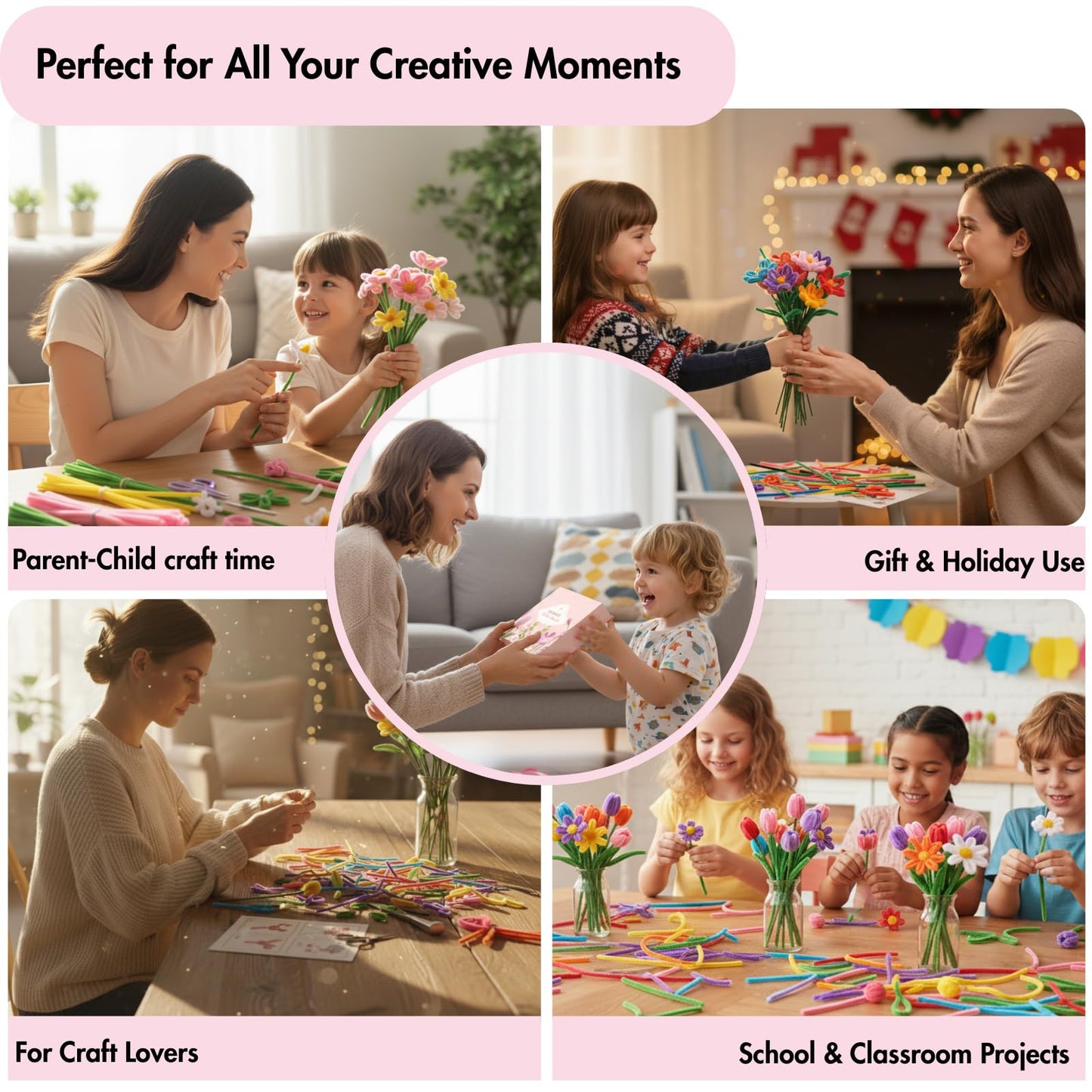 Balinging Upgraded 900 pcs Colorful Chenille Pipe Cleaners for Crafts, Extra Fuzzy Flexible Stems, 12 Inch Length for DIY Art, Kids and Adults Creative Projects