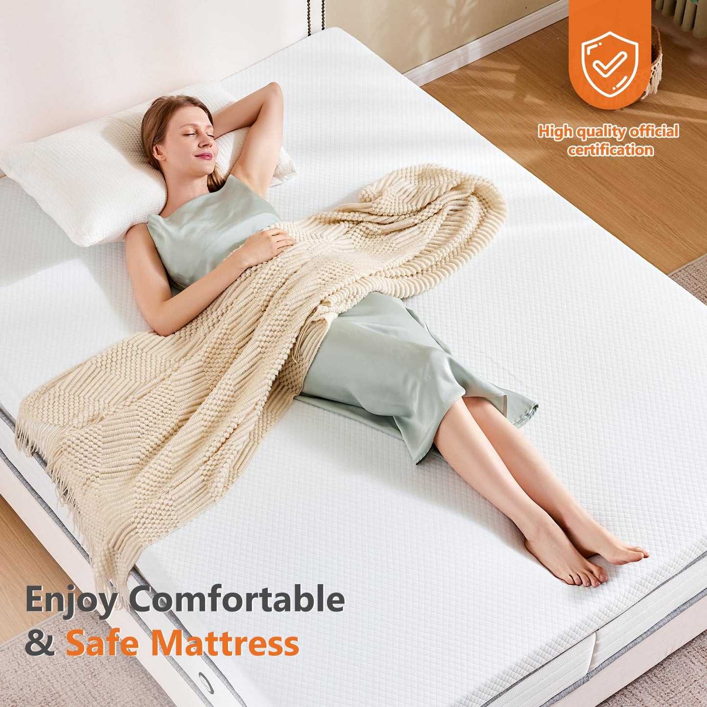 Sweetcrispy Memory Foam Mattress Topper Twin with Removable Soft Cover, 4 Inch Thick Gel Infused Cooling Toppers Pad for Twin Size Bed, Sleeper Sofa, RV, Camper, CertiPUR US Certified