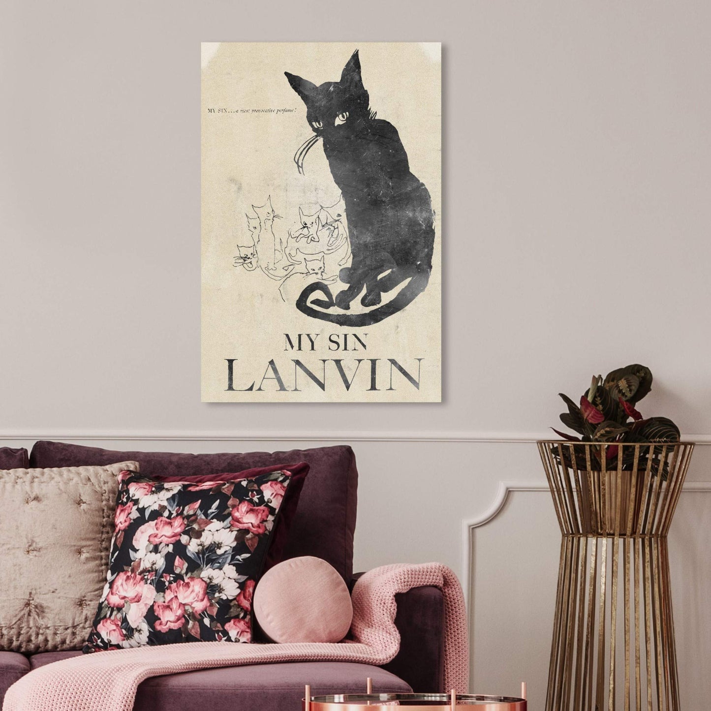 The Oliver Gal Artist Co. Fashion and Glam Wall Art Canvas Prints 'My Sin' Home Décor, 20" x 30", Black, Brown