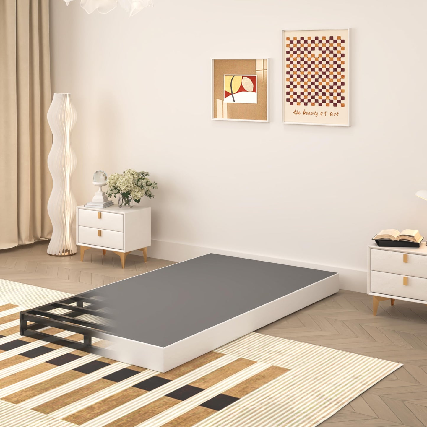 TROZULER 5 Inch Twin Box Spring, Heavy Duty Metal Mattress Foundation, 2500 lbs Capacity, Low Profile, Noise-Free, Easy Assembly with Fabric Cover