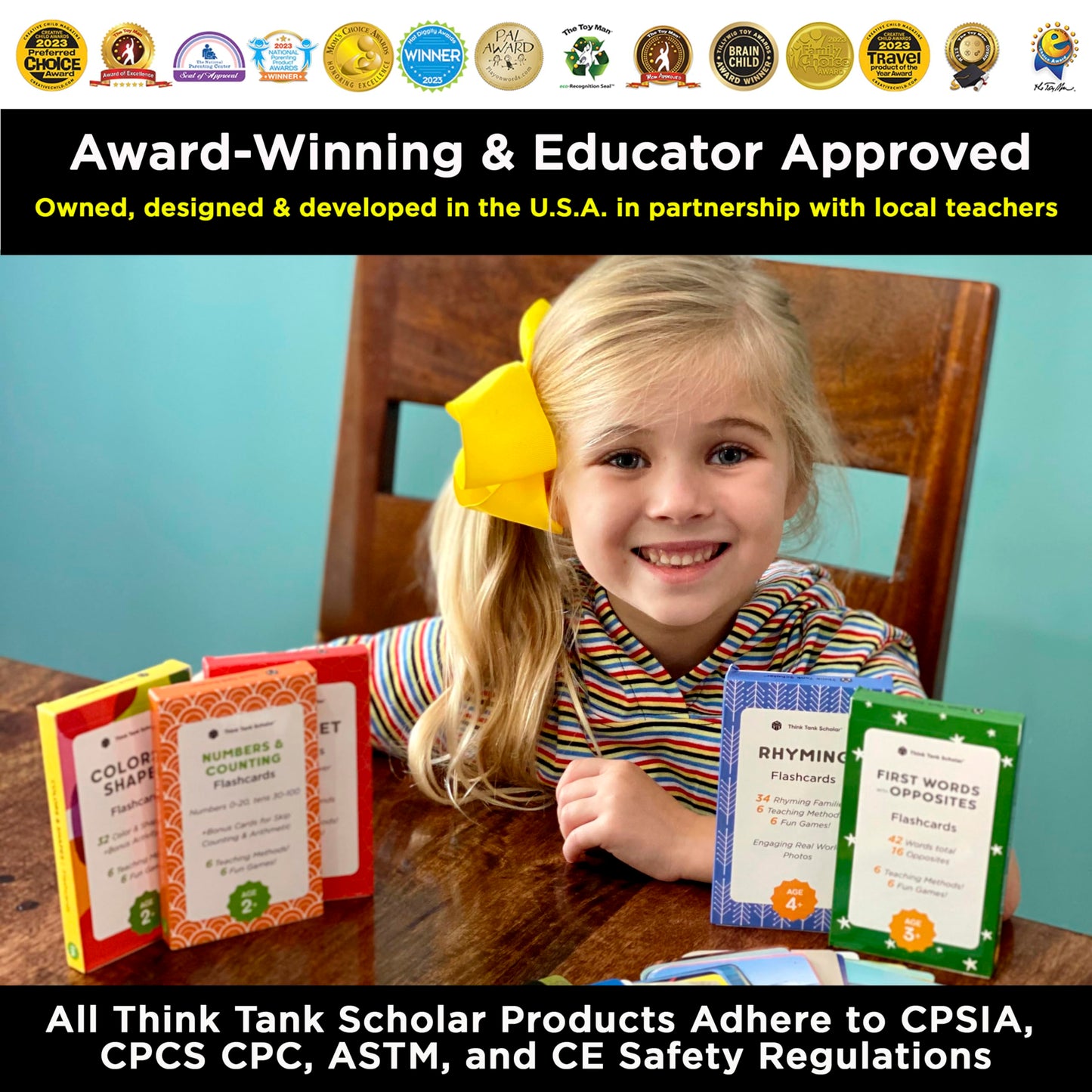 Preschool Flash Cards Learning Bundle - Alphabet, Numbers, Colors, Shapes, First Words, & Rhyming for Toddlers Ages 2-6