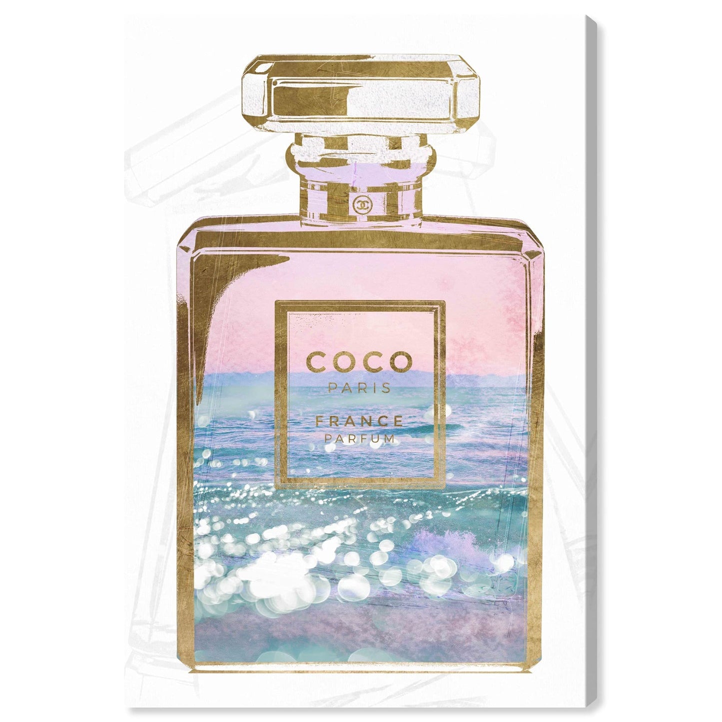Oliver Gal Fashion and Glam Wall Art Canvas Prints Blush Ocean Spray Perfume Home Décor, 16" x 24"