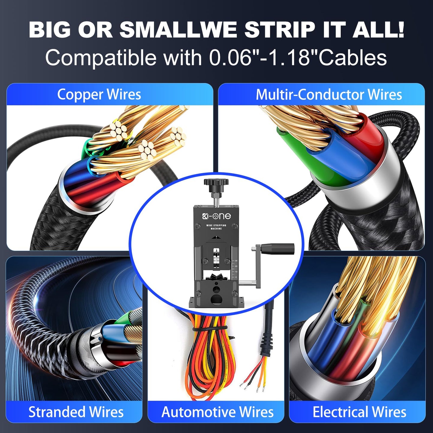 Manual Wire Stripping Machine,0.06"-1.18" Wire Stripping Machine,Scrapping Copper Wire Peeler Machine,Drill Powered Hand Crank Wire Stripper Tool