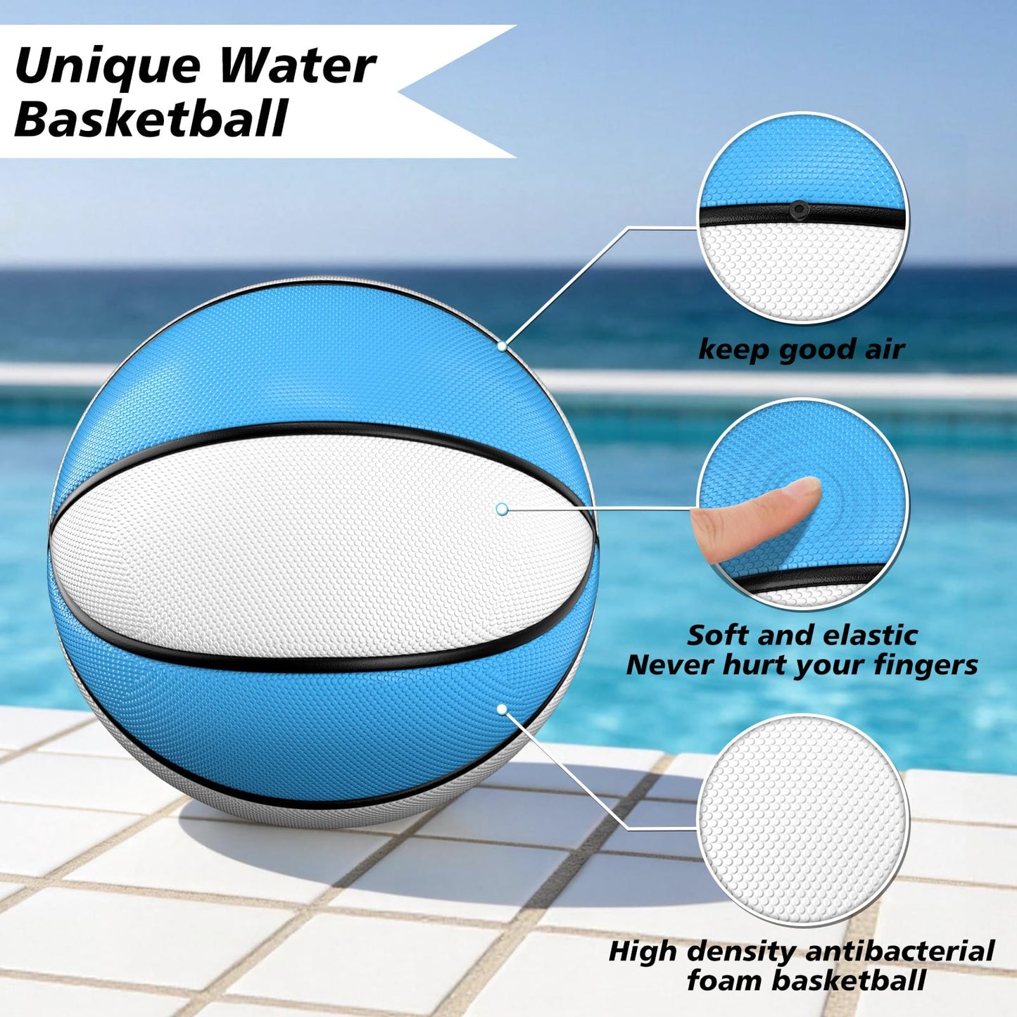 Uladis 2-Pack Pool Basketball Swimming Pool Basketball, (Blue)