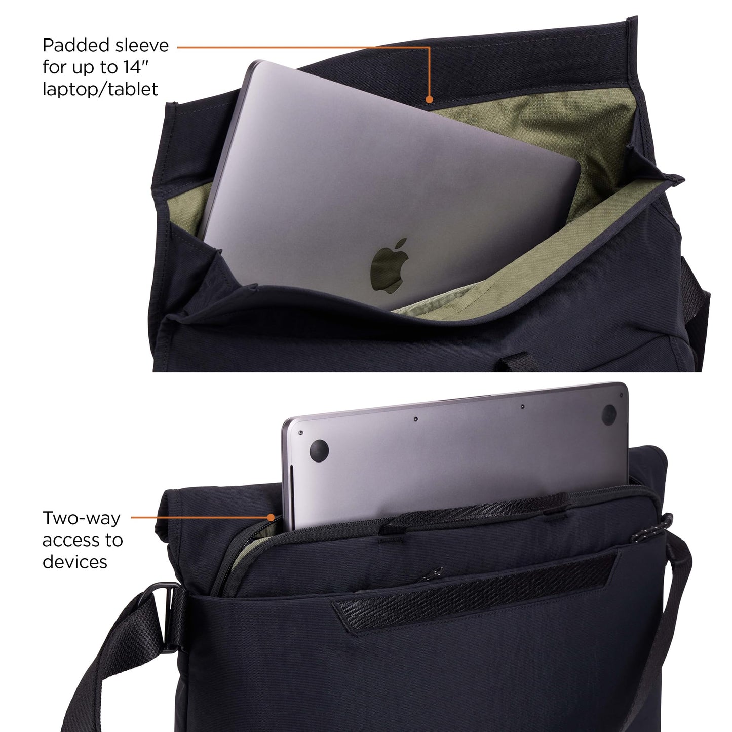 Thule Paramount 14L Crossbody Bag - Crossbody Bag for Women and Men - Padded Laptop Sleeve fits 14" Laptop or Tablet, Black