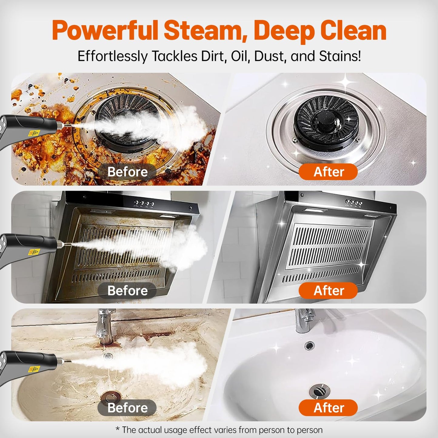 SRGARH Pressurized Steam Cleaner, Handheld Portable High Temp Bathroom Powerful Steamer Cleaning Machine Steam Cleaner For Home Use Kitchen Grease Car Detailing (black)