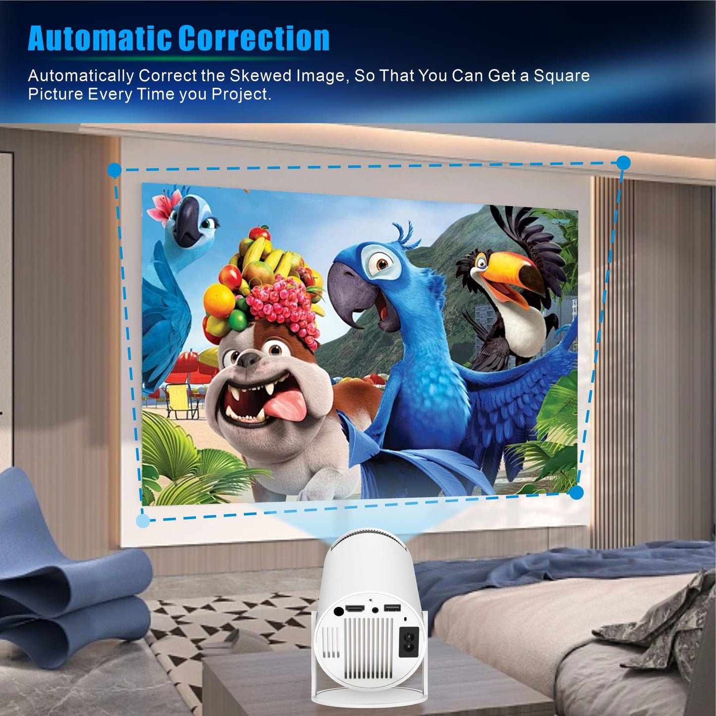Smart Mini Projector - 4K with WiFi 6 & Bluetooth 5, Portable Android 11, Auto Keystone, 180 Display Up to 130 Inch