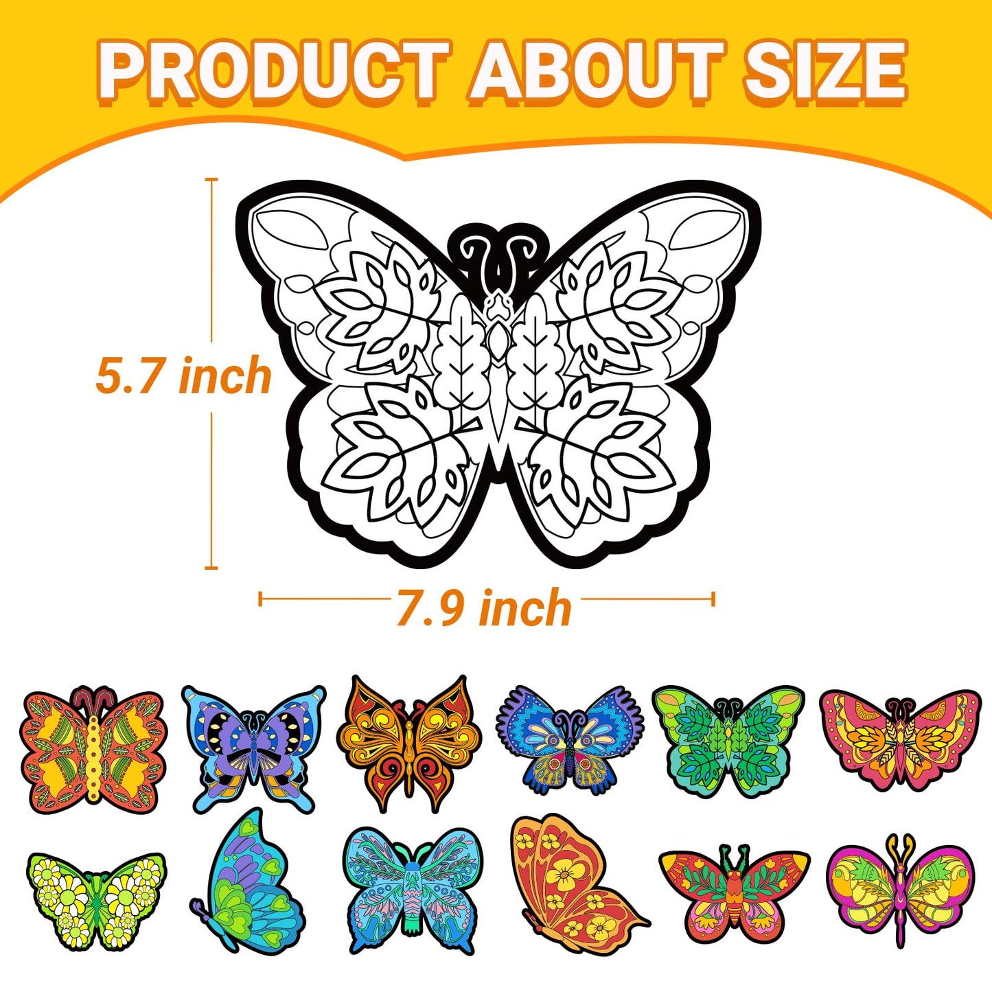 Bosctanuc 48 PCS Butterflies Velvet Coloring Cardstock - No-Mess Fuzzy Art Coloring Kit for Kids & Adults,Stress-Relief Craft Set for Classroom, Mother's Day Handmade Gifts & Spring Party Supplies