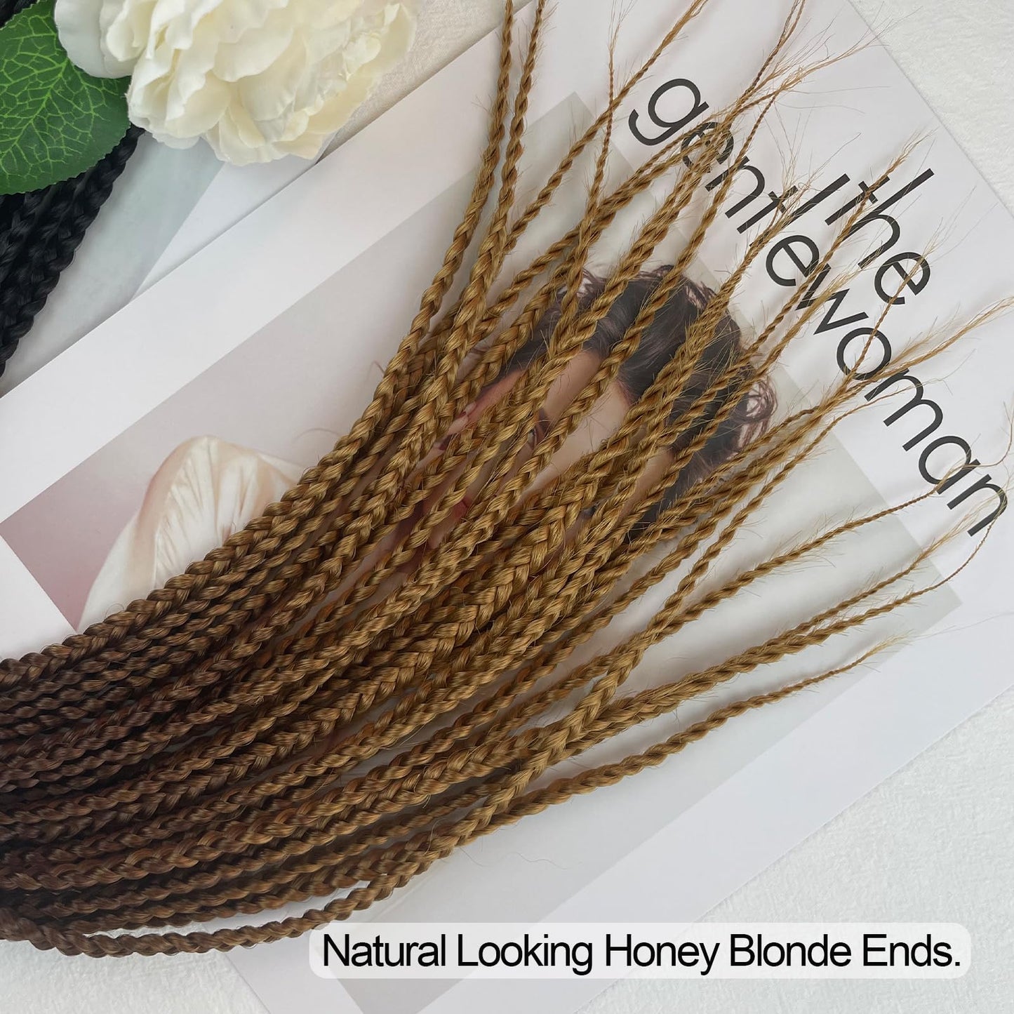 Small Crochet Box Braids 20 Inch 1B/30/27 Ombre Box Braids Crochet Hair Pre Looped Three Tone 1/4 Inch Wide Micro Crochet Braids Hair for Black Women (20 inch box braids 6 packs, T1B/30/27)