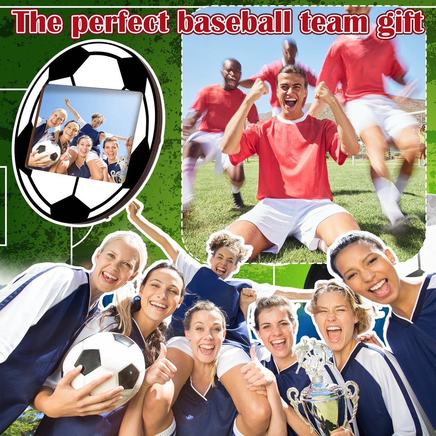 Qunclay 12 Pcs Soccer Picture Frame Wooden Photo Soccer Frame Sport Picture Tabletop Gifts for Athlete Coach Team Sports Party, Display 4'' x 6'' Photos