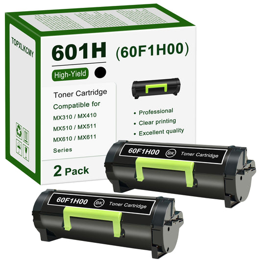 601H (60F1H00) High Yield Black Toner Cartridge 2-Pack Replacement for Lexmark MX310dn MX410de MX510de MX511de MX511dhe MX511dte MX610de MX611de MX611dfe MX611dhe MX611dte Printer