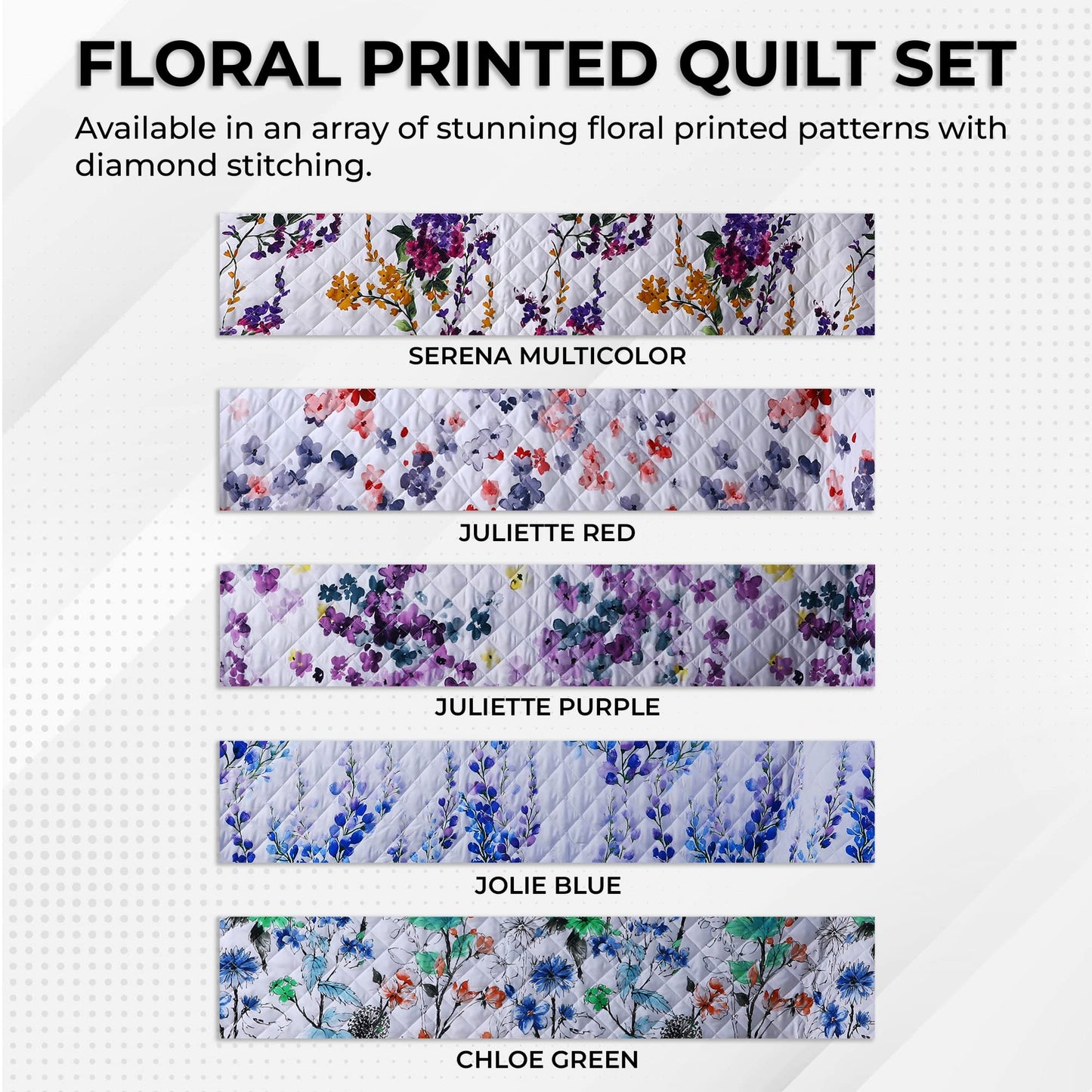 AZORES HOME Chloe Floral Printed Ultra-Soft 3-Piece Oversized Quilt Set, Easy Care and Fade Resistant - Queen, Green