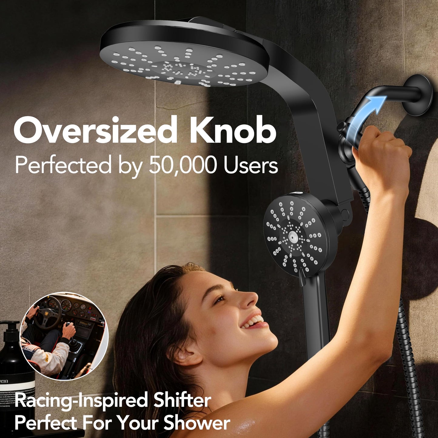High Pressure Rain Showerhead Combo, 2026 Magnetic Shower Head Set with Detachable 8-Mode Handheld Shower Spray, Adjustable Angle Dual Shower Niche System with Built-in Magnetic Docking and Power Jets