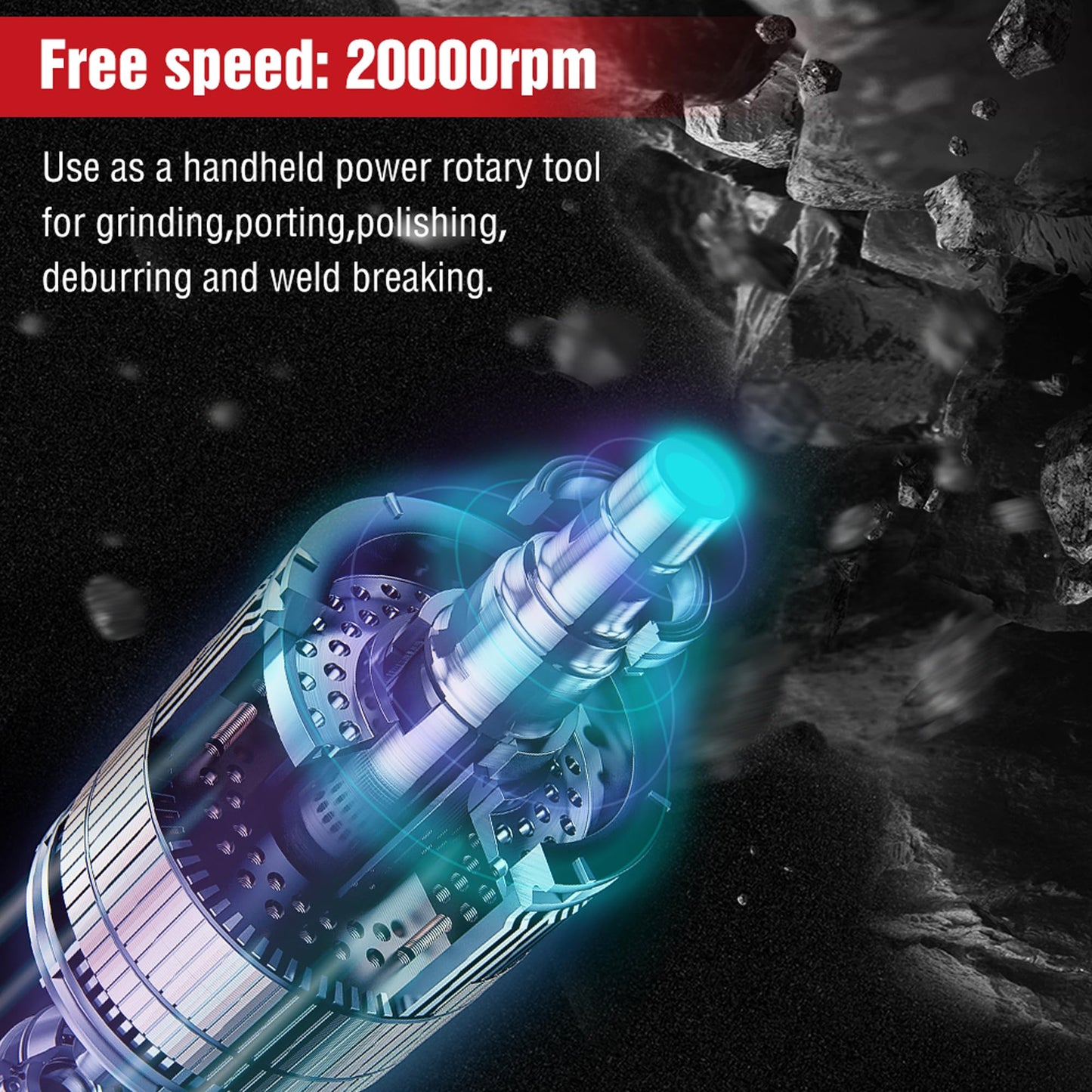 WORKPRO Air Angle Die Grinder, 1/4-Inch Pneumatic Right Angle Die Grinder, 20000RPM, Air-Powered 90 Degree for Grinding, Cutting, Polishing, Welding Repair, Deburring, 1/4" & 1/8" Collets Included