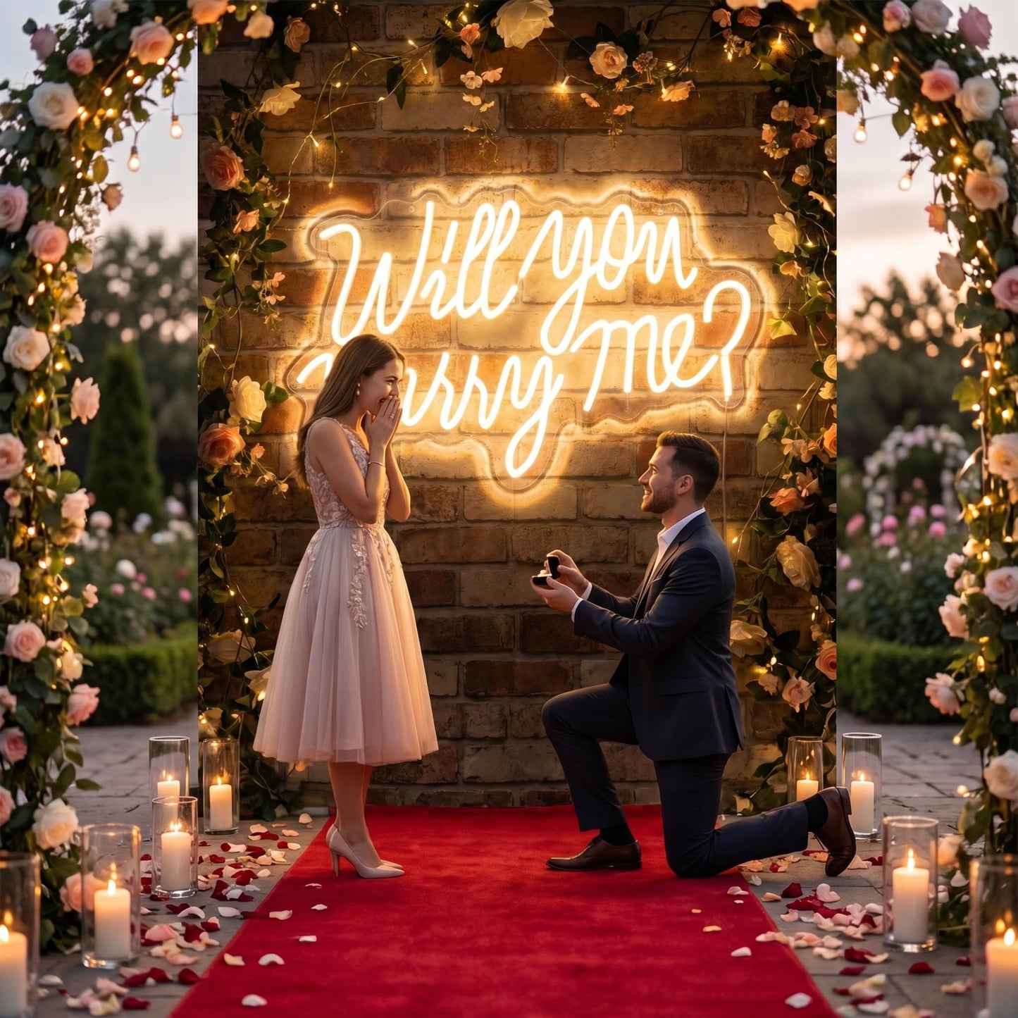 Will You Marry Me Neon Letter Sign, 21.7x13.8 Inch Acrylic LED Letter Sign Light Up Letters, Neon LED Signs for Wall Decor, Marriage Proposal, Wedding, Valentine's Day Decor (warm white)