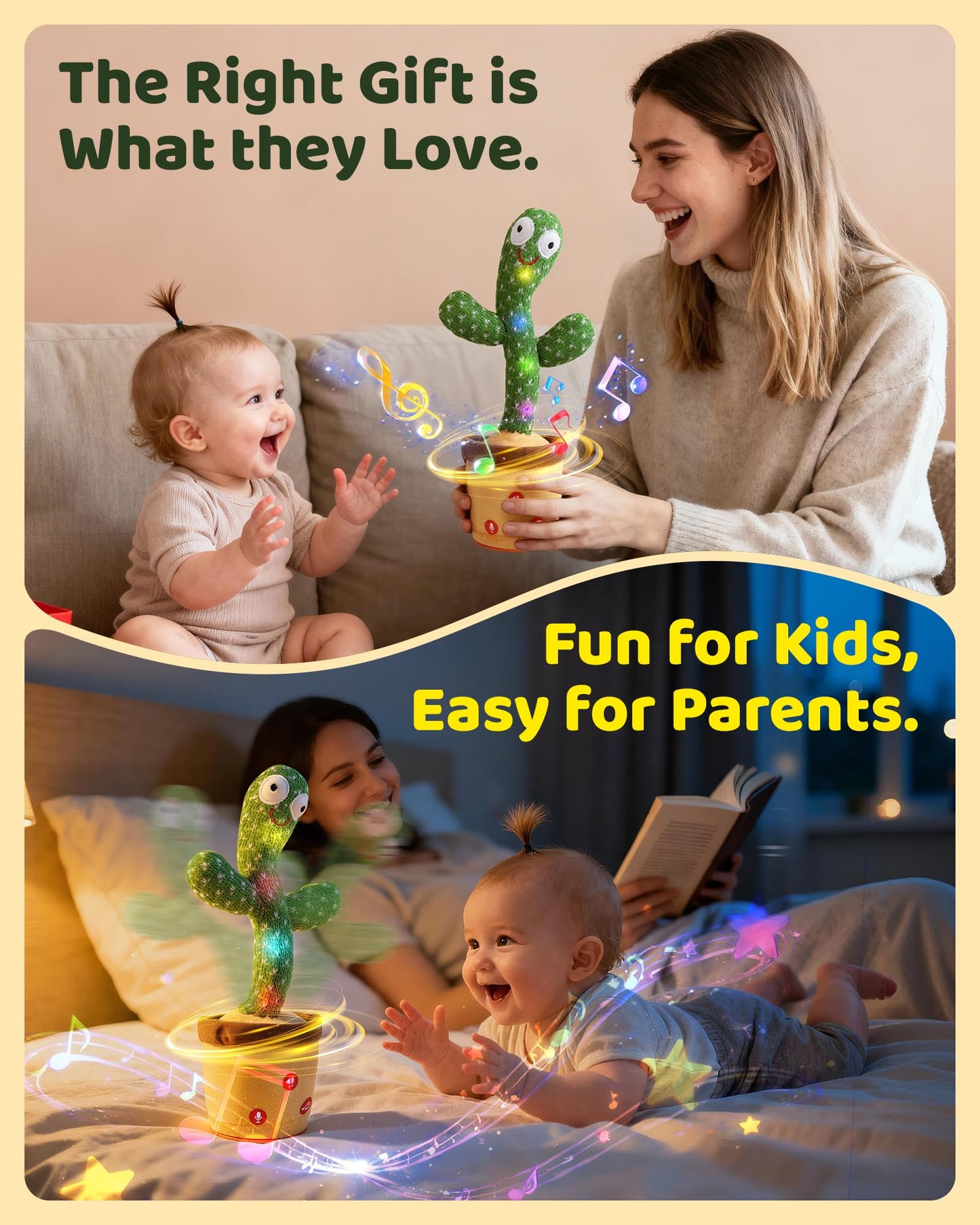 TWORIVER Talking Cactus Toy Dancing Talking Cactus Baby Toy