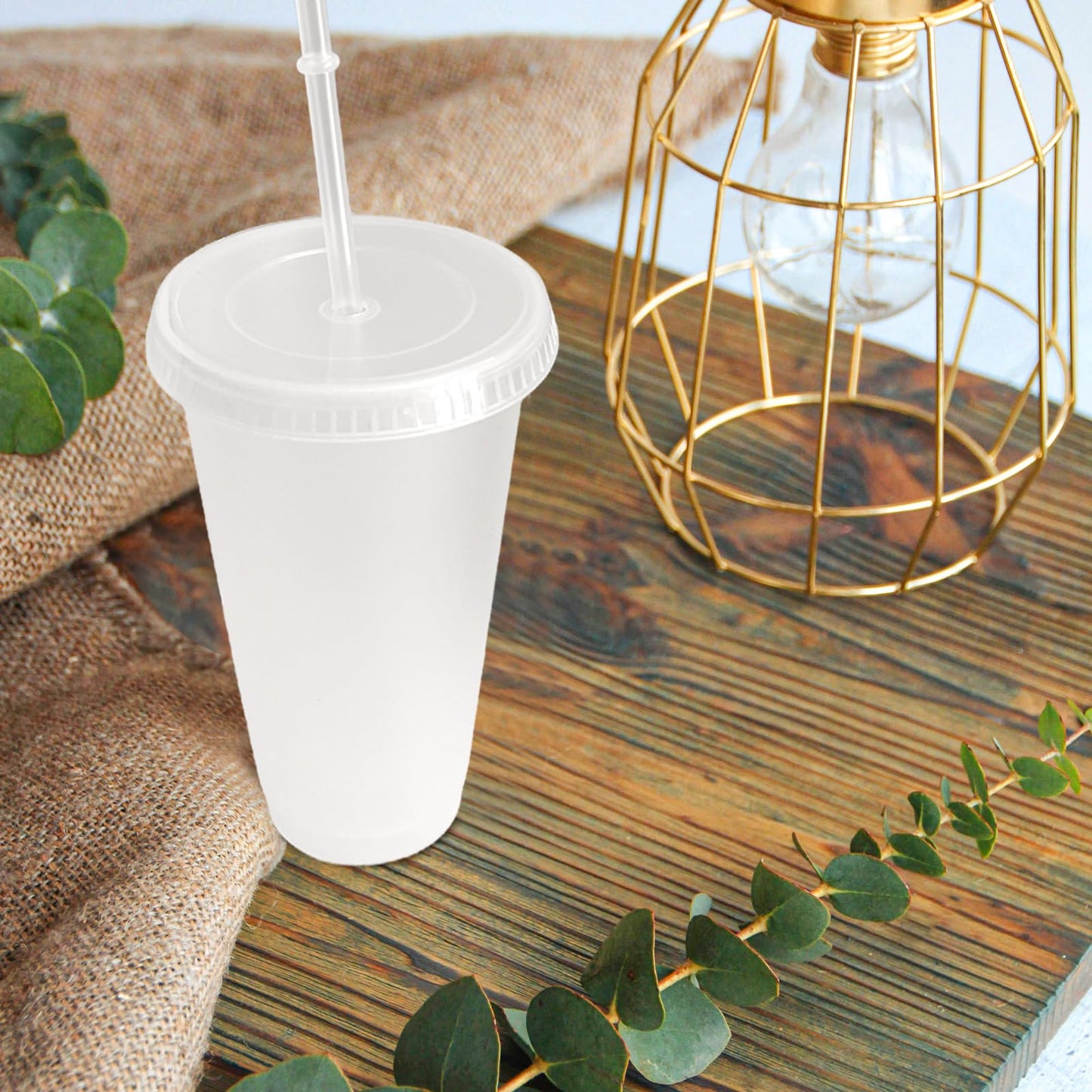 YOUKE OLA 72 Pack Plastic Tumblers with Straw and Lid Reusable Plastic Cups Drinking Straw Tumbler Bulk Customizable Iced Coffee Cup Water Bottle for Vinyl DIY Parties Birthdays 24oz Frosted