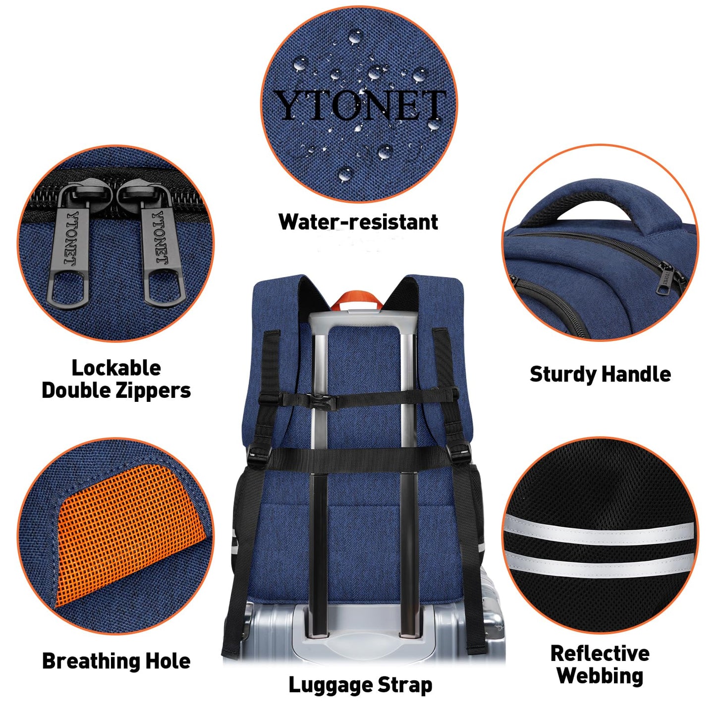 Ytonet Gym Backpack for Men Women, Travel Backpack with USB Charging Port, Lightweight Water Resistant Workout Gym Bag Fit 17.3 Inch Laptop, Sports, Camping, Hiking, Dark Blue