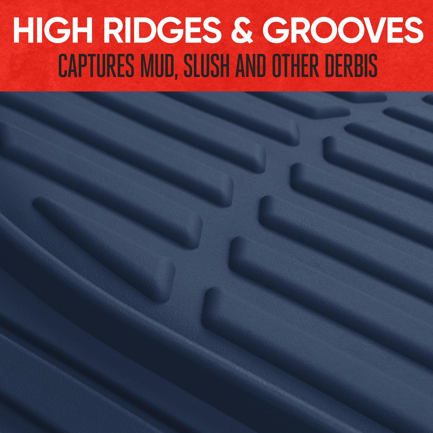 Motor Trend FlexTough Floor Mats for Cars, Blue Deep Dish All-Weather Car Mats, Waterproof Trim-to Fit Automotive Floor Mats for Cars Trucks SUV, Universal Floor Liner Car Accessories