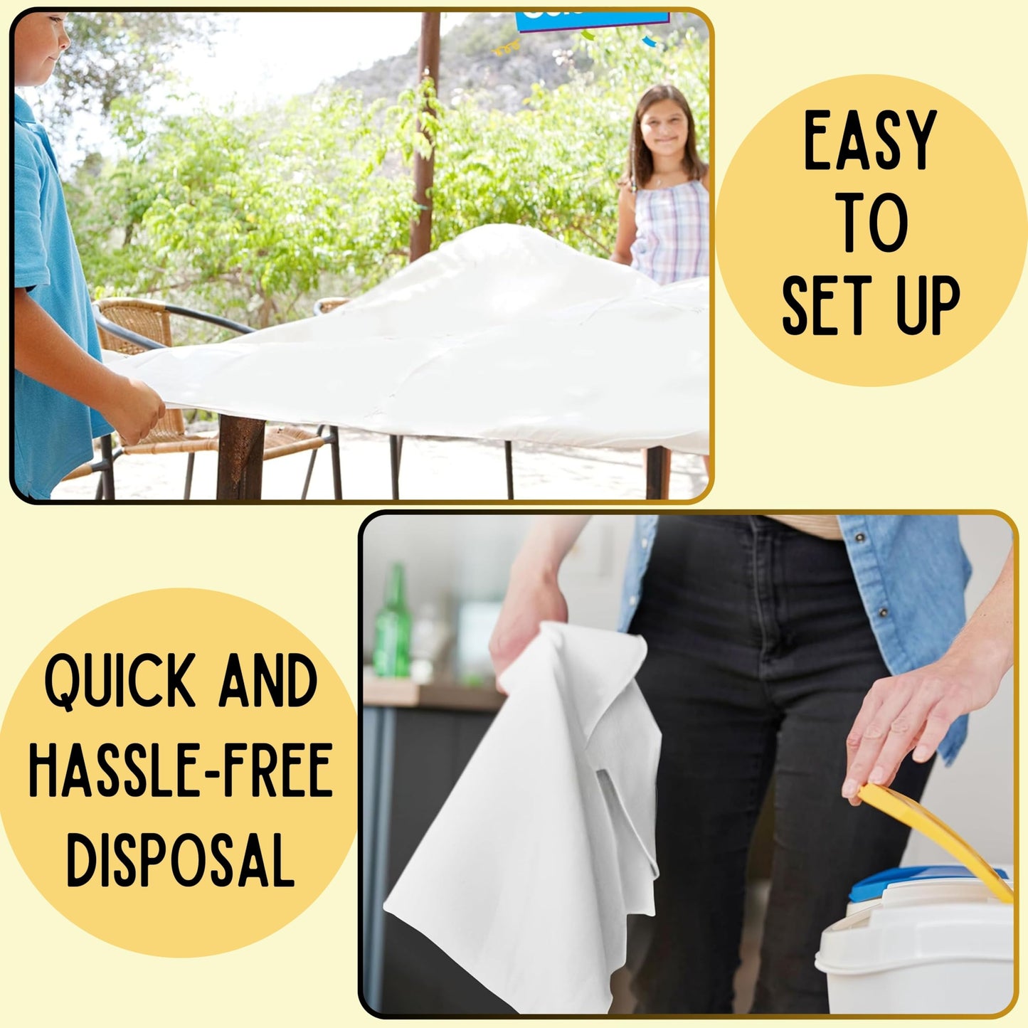 Cozy Luxe Home 10-Pack 82in White Round Paper Tablecloths Disposable | Table Cloth Cover with Plastic Backing | Elegant and Easy Cleanup Round Table Cover for Any Events