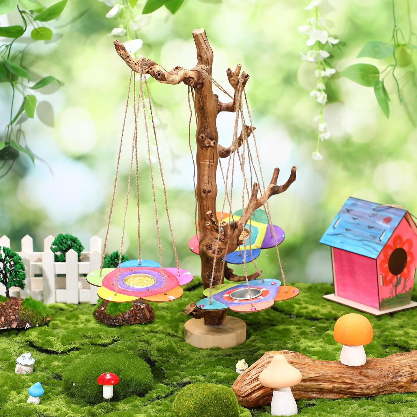 DoubleFill Bird Feeder Craft Kits for Ages 3-8 Arts and Crafts DIY Wooden Painting Kits Outdoor Toys Party Favor Gifts (200 Pcs)