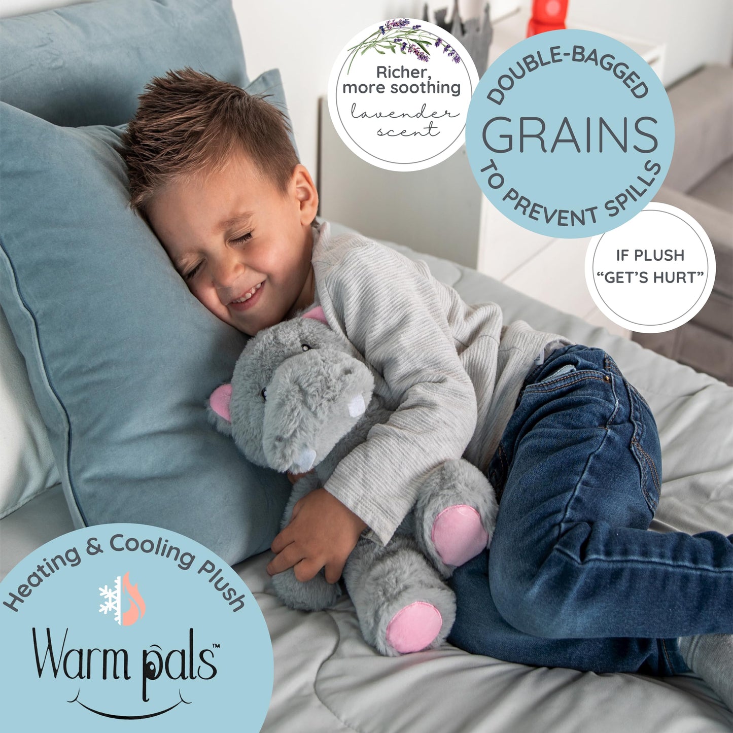 1i4 Group Warm Pals - Hippo - Cozy Lavender Scented Plush Toys - Stuffed Animal - Coolable Bedtime Comfort Plushie