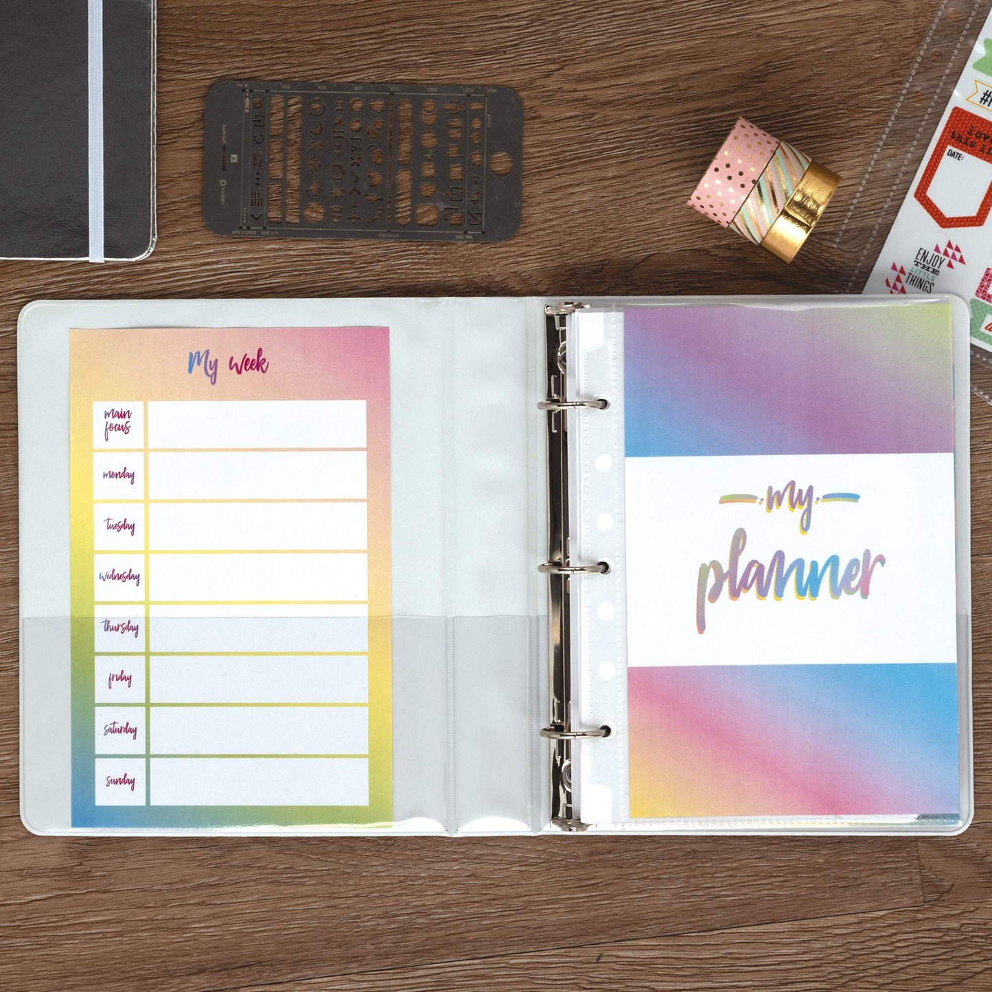 Samsill Economy 1 Inch Mini 3 Ring Binder, Round Ring Binder, Holds 5.5 x 8.5 Inch Documents, Customizable Cover, 1" View, 6-Pack, White