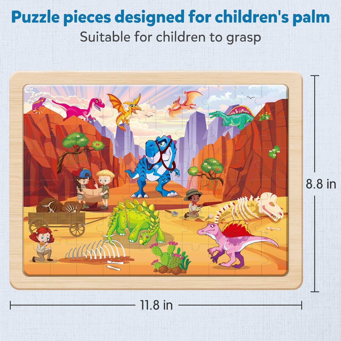 SYNARRY Wooden Dnosaurs Puzzles for Kids Ages 4-8, 6 Packs 60 PCs Jigsaw Puzzles for Kids 3-5, Kids Wood Puzzles Educational Toys Gifts Ages 3 4 5 6 7 8 Year Olds Boys Girls