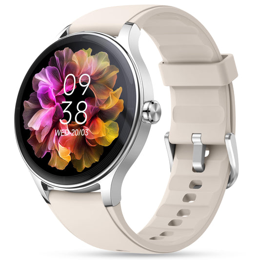 ZOSKVEE Smart Watch, 41mm Fitness Tracker, Answer/Make Calls, Digital Smartwatch with Heart Rate/Stress/Sleep Monitor, AI Voice, IP68 Waterproof Watch Calculator, Calendar, Games for Lady Women & Men