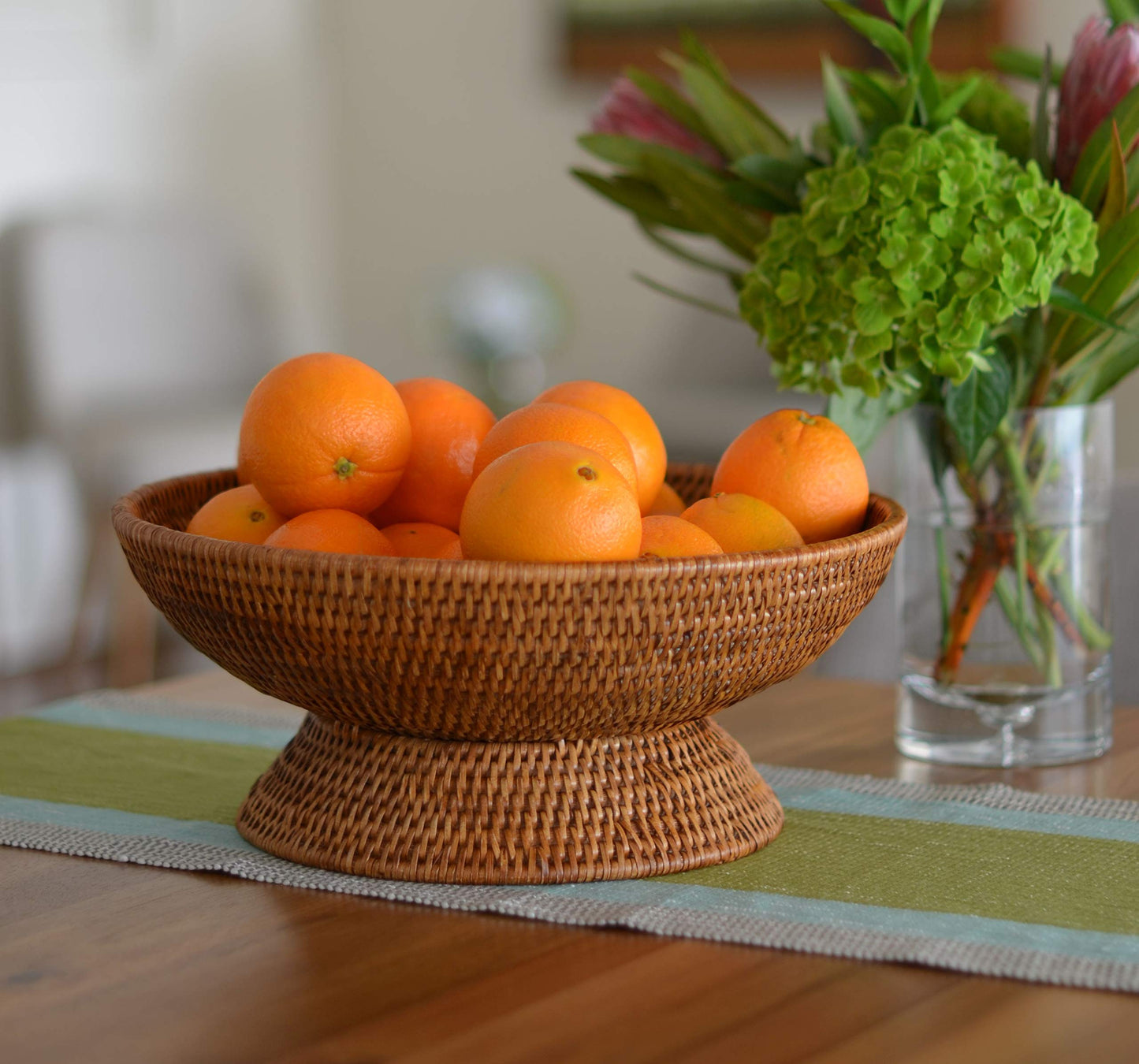 KOUBOO La Jolla Rattan Fruit Bowl, Woven Bowl for Kitchen Counter - Wicker Storage Basket | Decorative Serving Tray, Fruits, Home Décor, Honey-Brown, Large