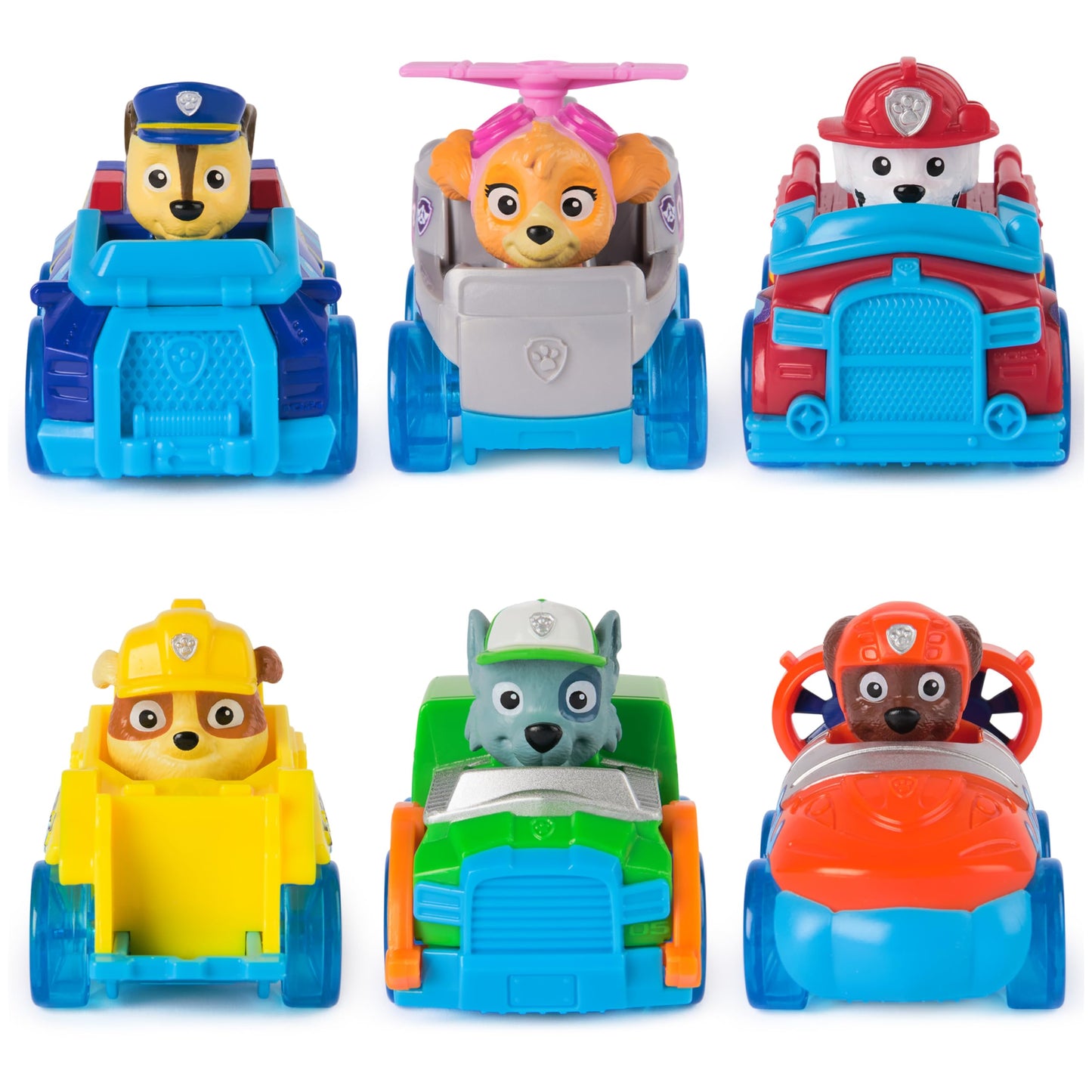 PAW Patrol Pup Squad Racers, 6-Pack of PAW Patrol Vehicles with Chase, Marshall, Skye, Rubble, Rocky, & Zuma, Kids Toys for Boys & Girls Ages 3 and Up