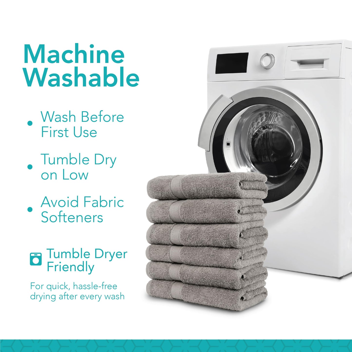 Pleasant Home Bath Towels Set of 6 (24” x 50”) 100% Cotton, 515 GSM | Lightweight, Soft & Absorbent Luxury Towels for Bathroom | for Gym, Pool & Spa | 6 Pack, Gray