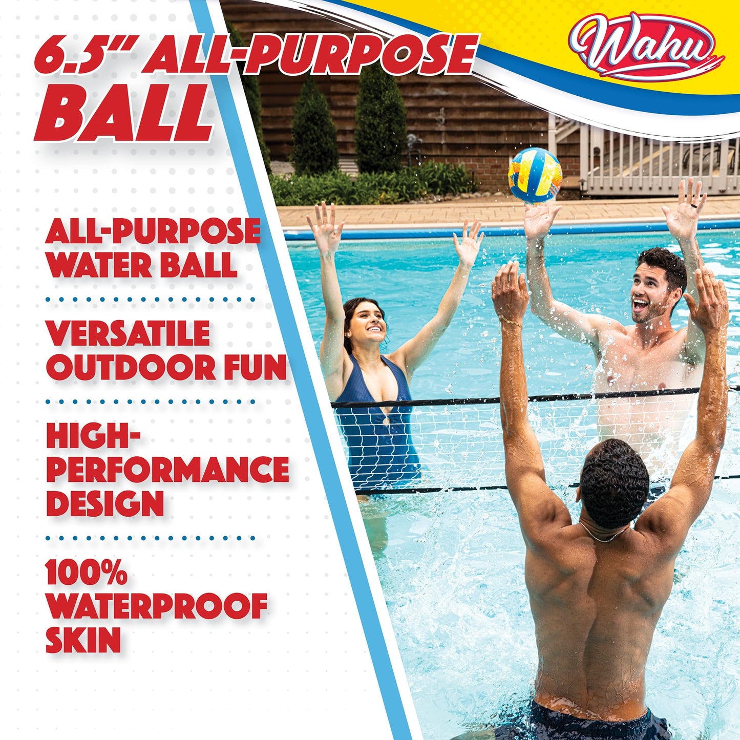 Wahu All-Purpose Ball Orange 6.5" Diameter - 100% Waterproof Neoprene Skin for Play at The Beach Or Pool - Use for Basketball, Volleyball, Water Polo, Soccer and More!