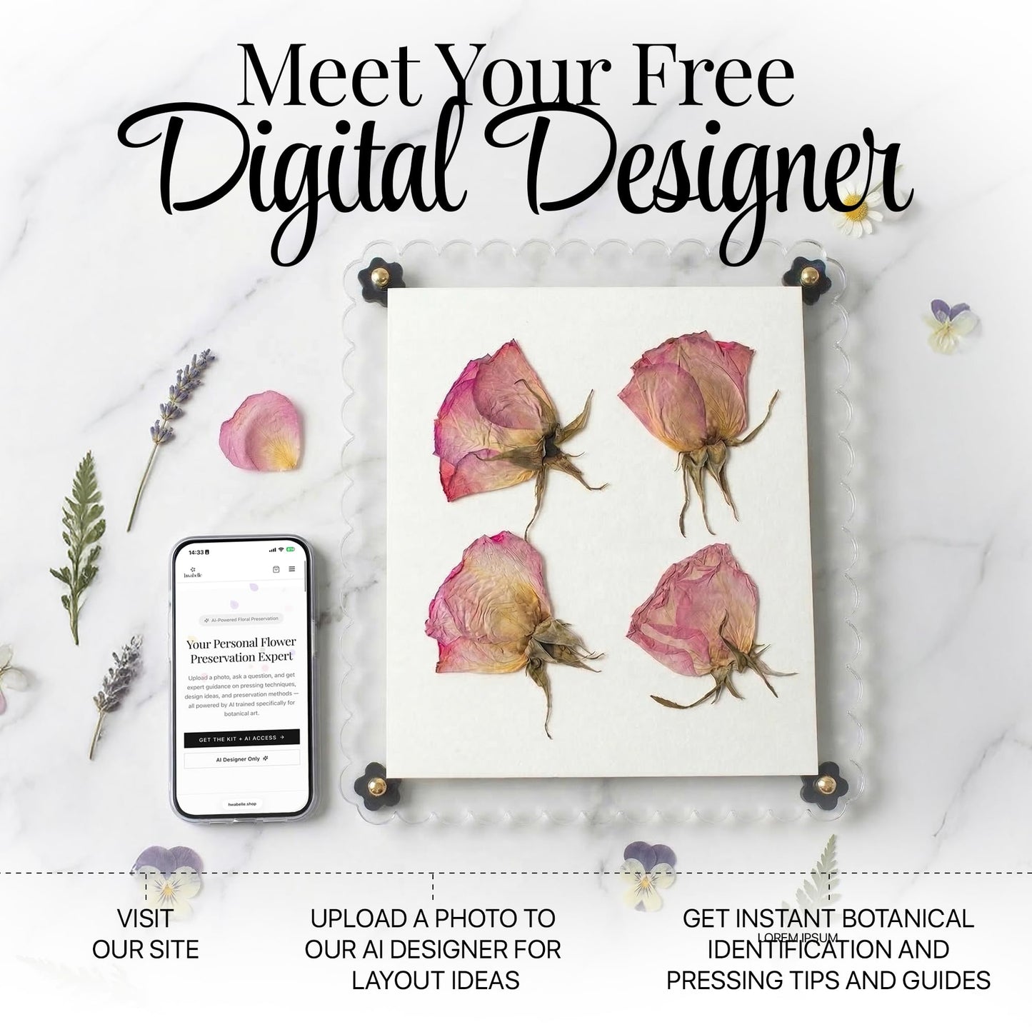 Acrylic Flower Press for DIY Flowers, Weddings, Bridal Showers, Journals & Home Décor – Large and Mini Clear Press Plates with Tools & Reusable Pressing Boards for Drying Flowers and Botanicals