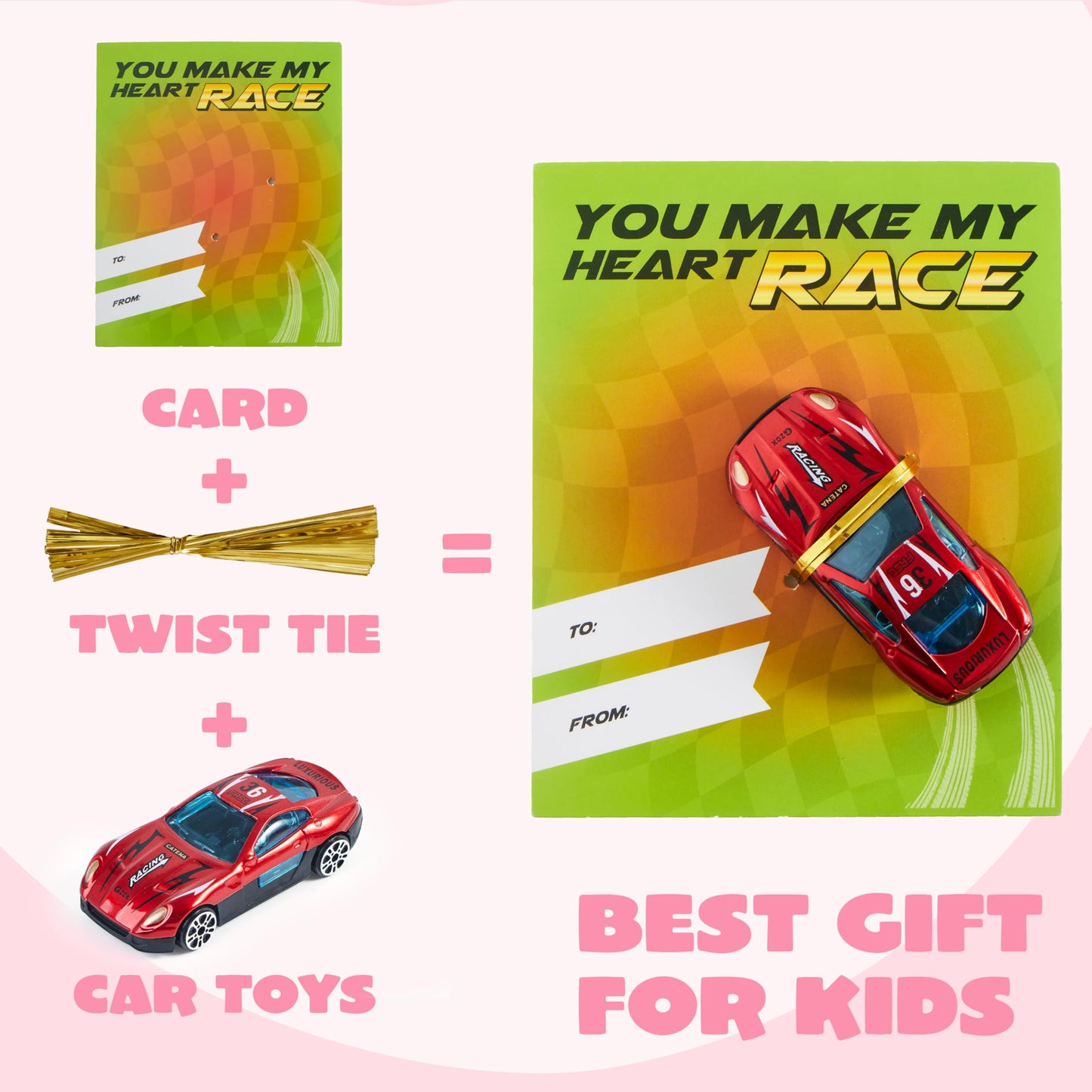 JOYIN 28 Valentines Day Cards with Die-Cast Racing Cars for School Classroom Exchange