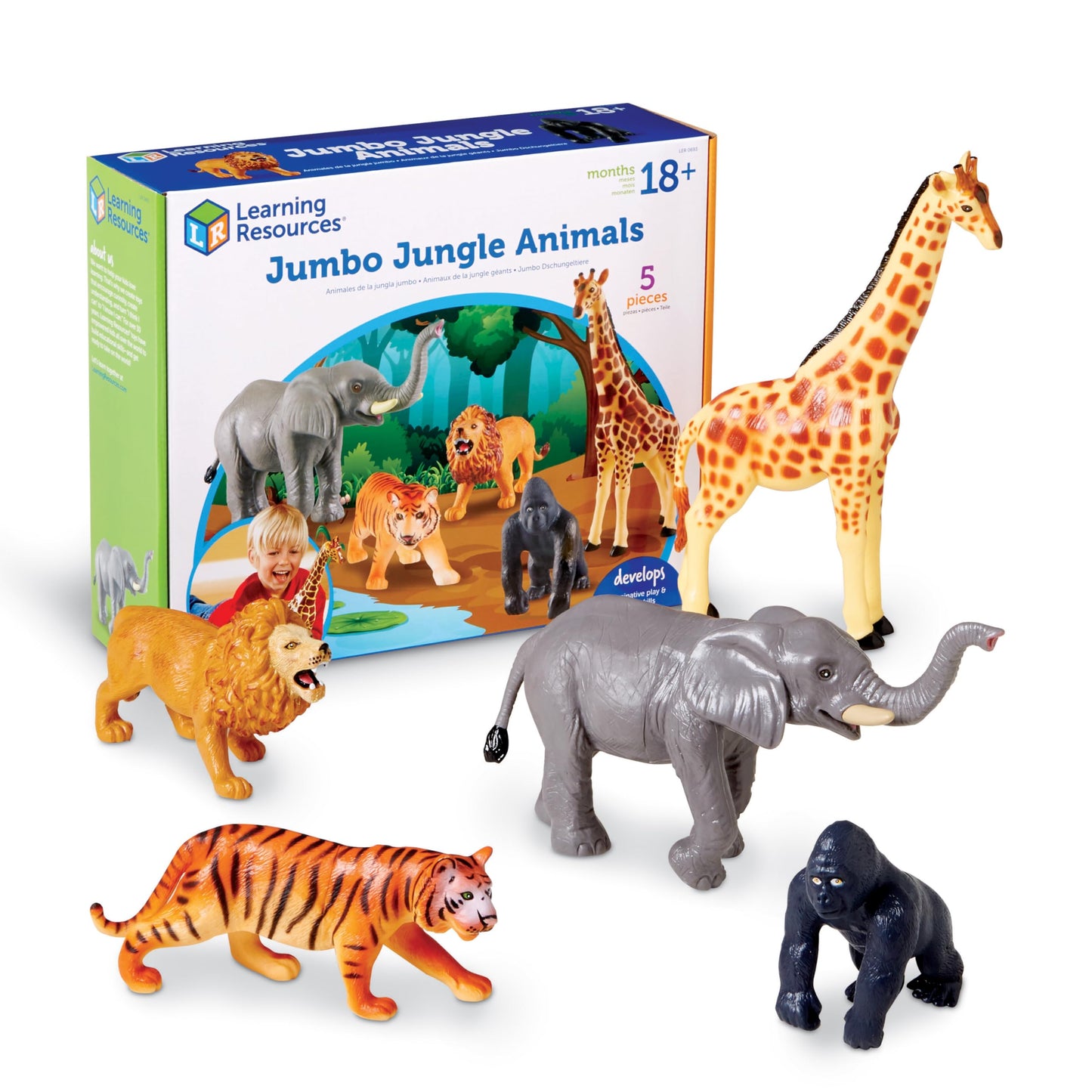 Learning Resources LER0693 Jumbo Jungle Animals, Multicolored