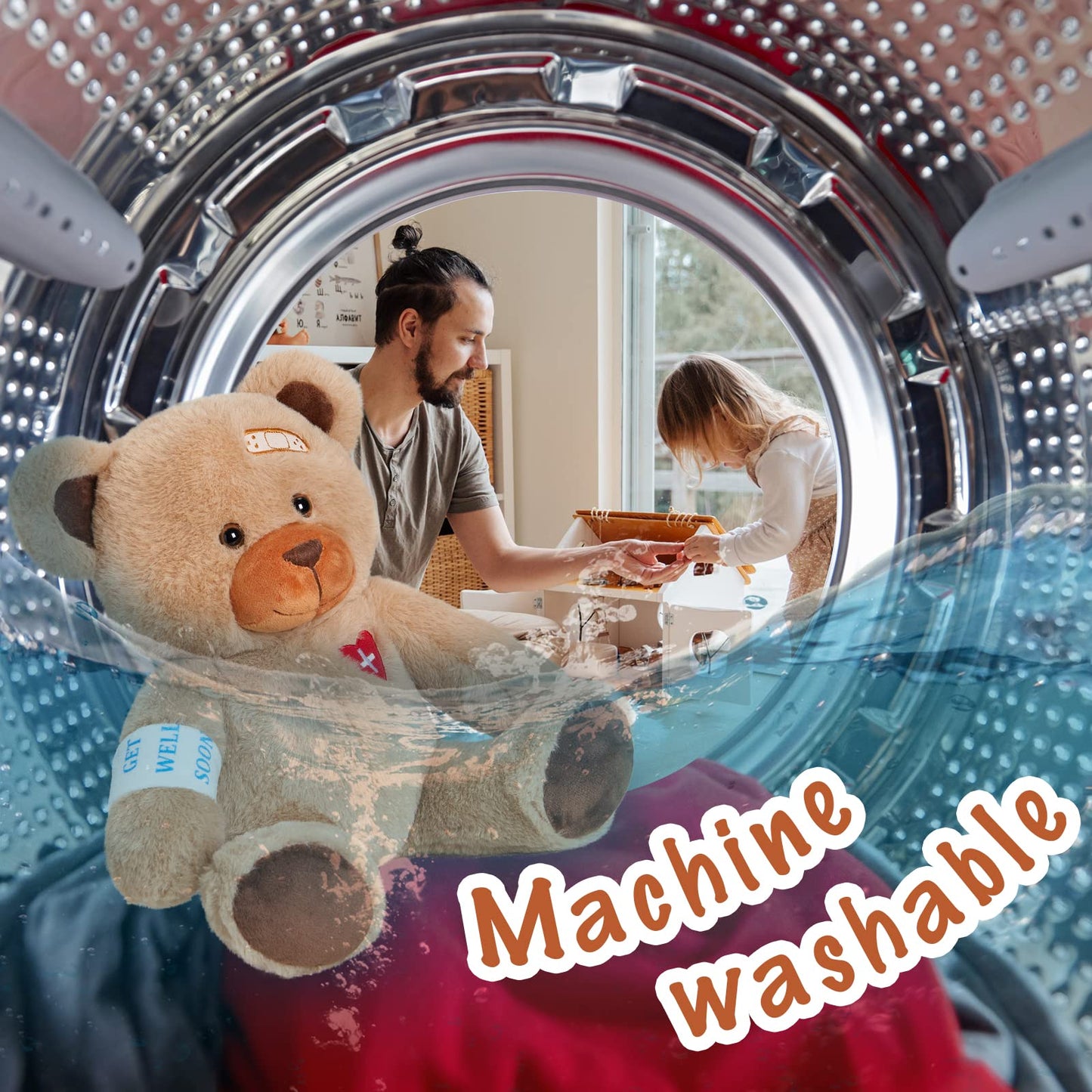 Houwsbaby 31cm Get Well Soon Teddy Bear Stuffed Animal Get Well Soon Bear Stuffed for Kids Women After Surgery Gifts for Kids Broken Arm Teddy Bear Feel Better Bear (Bear)