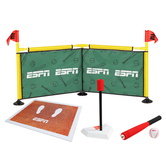 ESPN Batting Tee for Kids Includes Tee Ball Bat, Foam Ball, Home Run Fence, and Batter’s Box