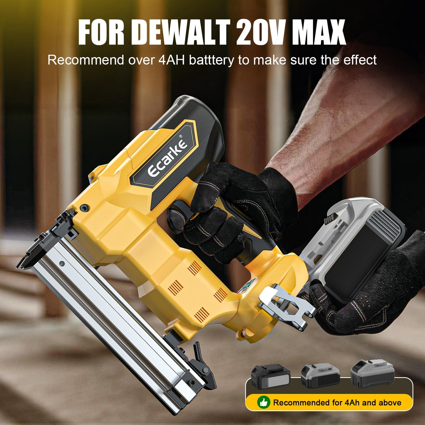 18GA Cordless Brad Nailer for Dewalt 20V Battery: Brushless Electric Nail Gun with 1000 Nials - 2 Mode 18 Gauge Nail Gun 20v Tool,5/8 to 1-1/4 Inch for Upholstery Woodworking Carpentry(Tool Only)