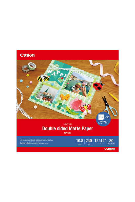 Canon Double Sided Matte Photo Paper, Perfect for Scrapbooking and Crafts, 12" X 12" - Compatible to Canon PIXMA TS9520 and TS9521 Inkjet Printer