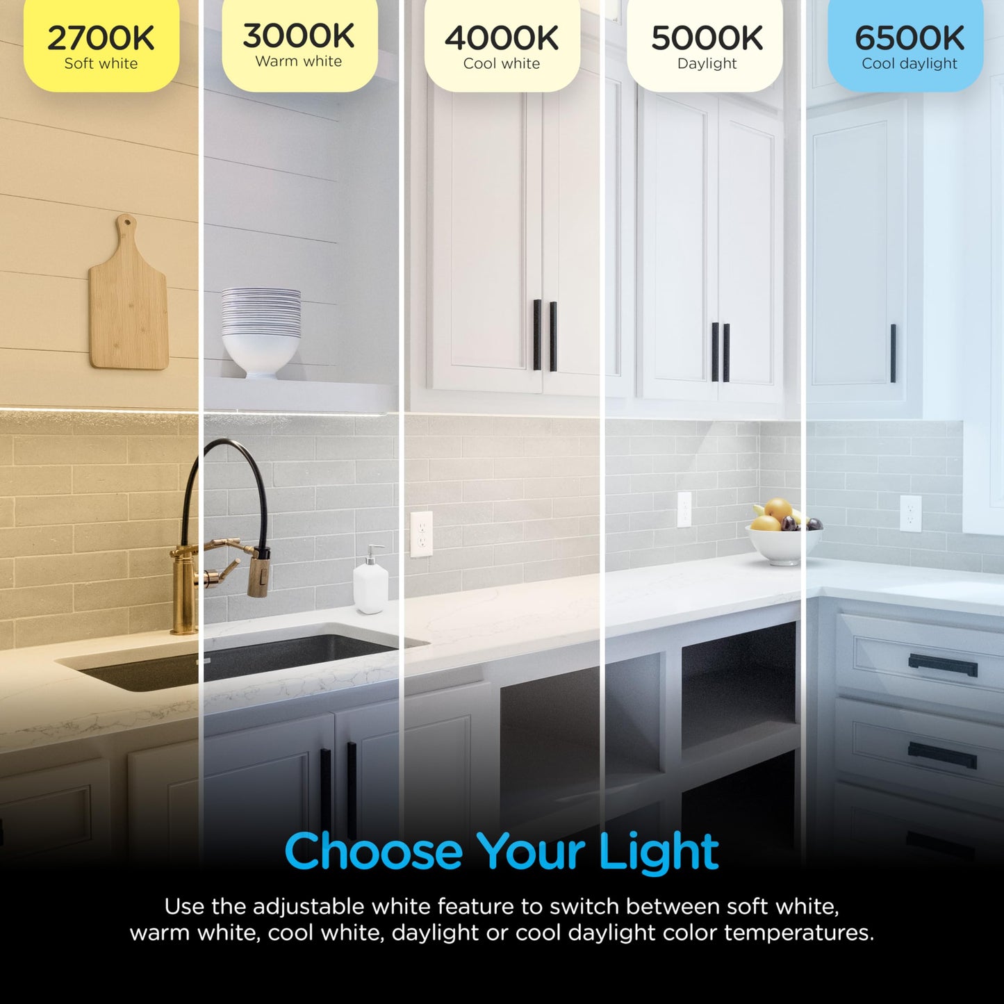 Enbrighten 24 inch Hardwired Under Cabinet Lights, 1620 Lumens, Five White Settings from (2700K-6500K), Full Range Dimmable, Under Counter Light, Linkable Under Counter Lights for Kitchen 82922-T1