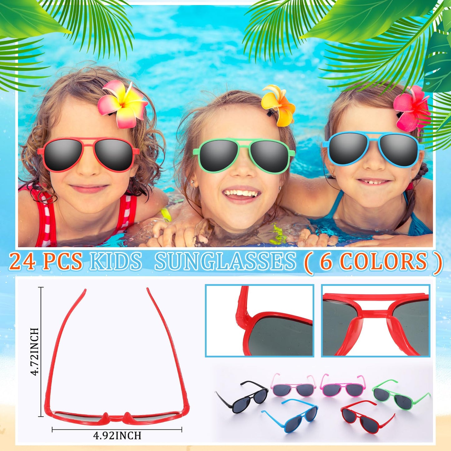 Threan 144 Pcs End of Year Students Gifts from Teacher Bulk Beach Party Favors Include Sand Buckets Bulk Beach Balls Shovels Sunglasses Water Gun Blessing Card for Summer Party Favors(Elliptical)