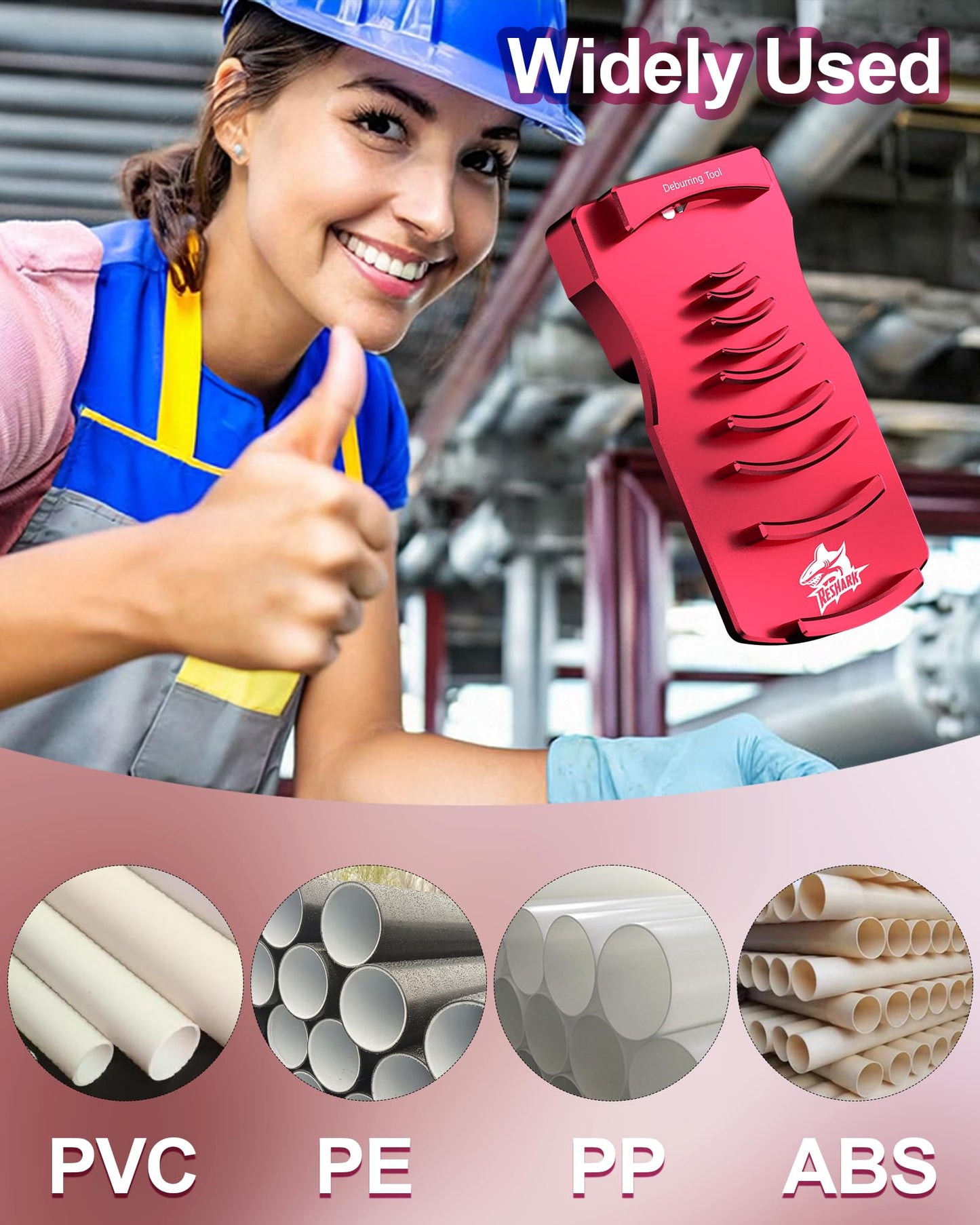 9-in-1 PVC Pipe Deburring Tool, Adjustable Chamfers PVC Chamfer Tool for 9 Sizes: 0.5 Inch to 4 Inch Plastic Pipes, Professional Effective PVC Pipe Reamer for SCH40 PVC, CPVC Pipes