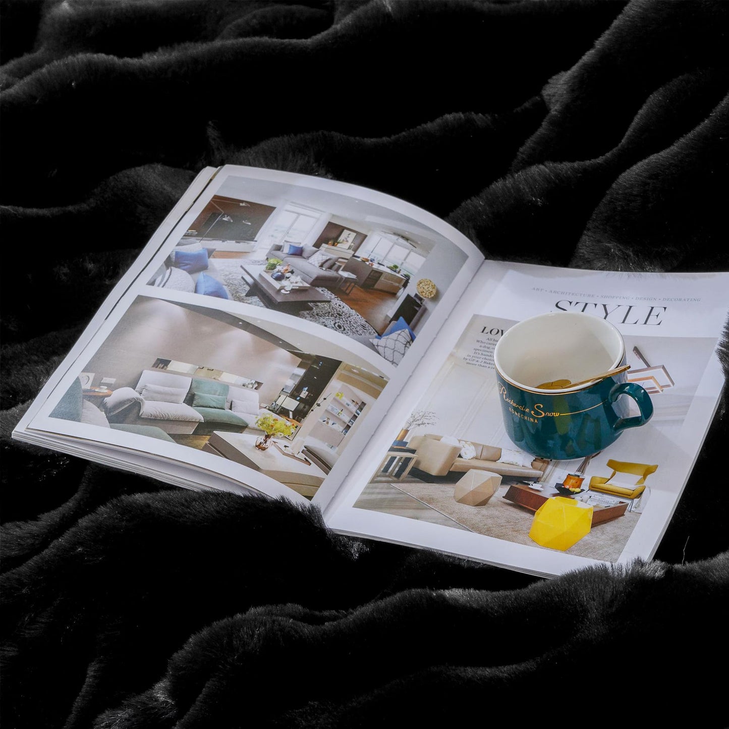 BlanketSolution Fluffy Furry Black Faux Fur Throw Blanket for Couch Bed 50x60 Fuzzy Bubble Soft Blanket for Adults Gift Home Living Room Decorative Decor 860 GSM