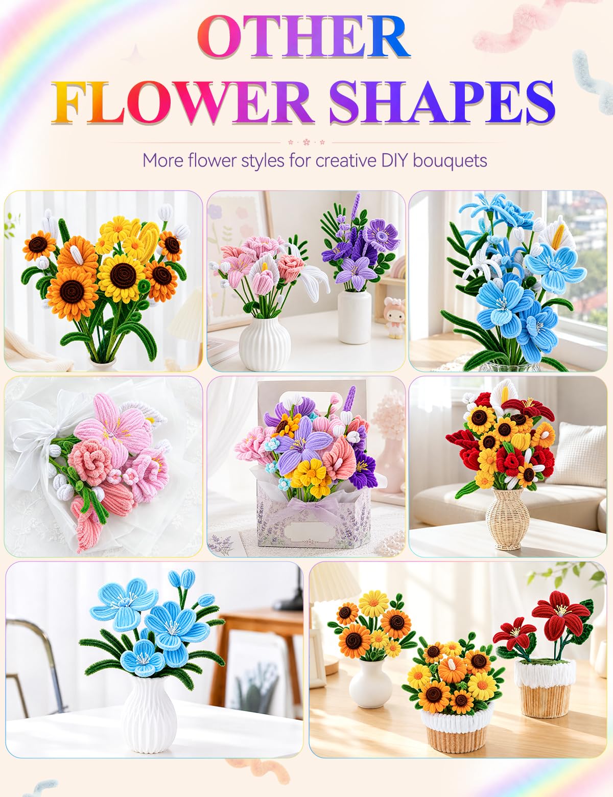 RQAYE 1600Pcs Pipe Cleaner Flower Kit