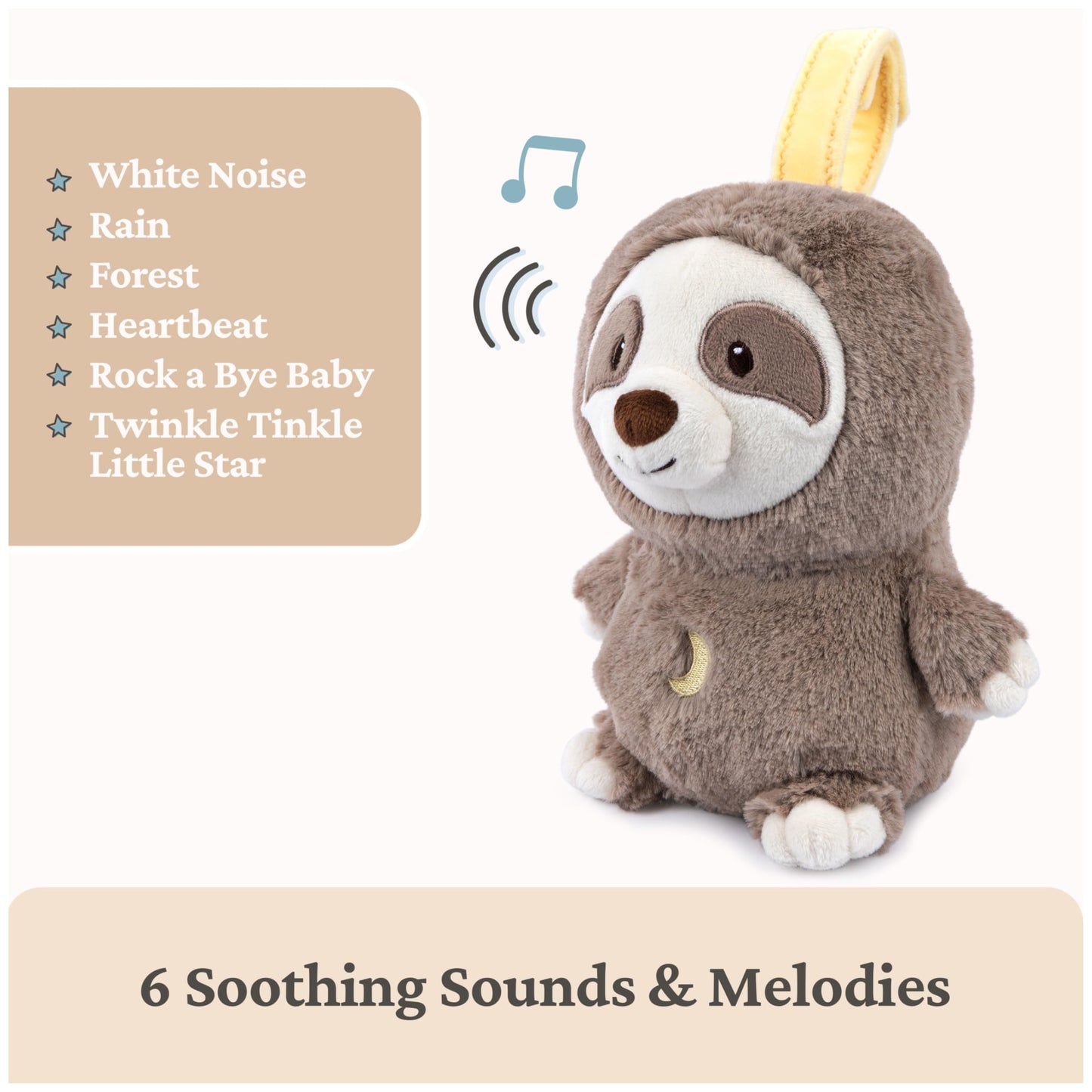 Baby GUND Lil’ Luvs On The Go Sloth Soother for Babies and Newborns, Plush Sloth Stuffed Animal Sound Toy, Brown/Cream, 6”